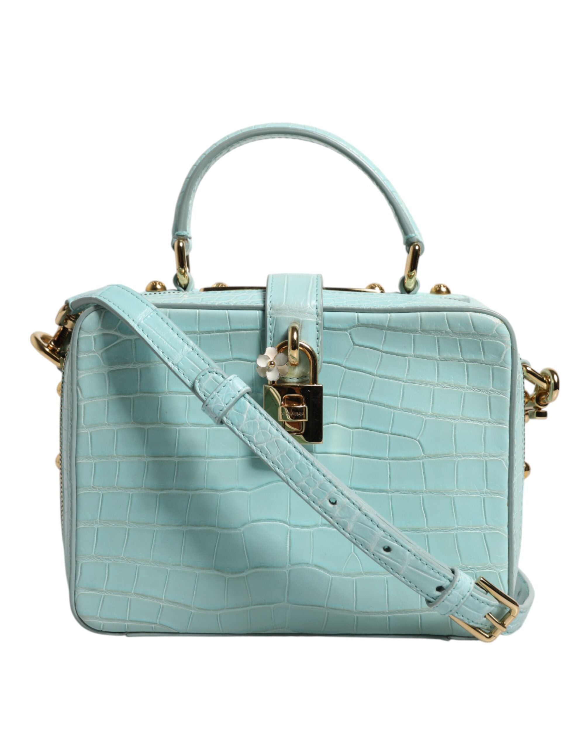 Dolce & Gabbana Green Leather Mint Embossed Padlock Shoulder Bag Glam Steals