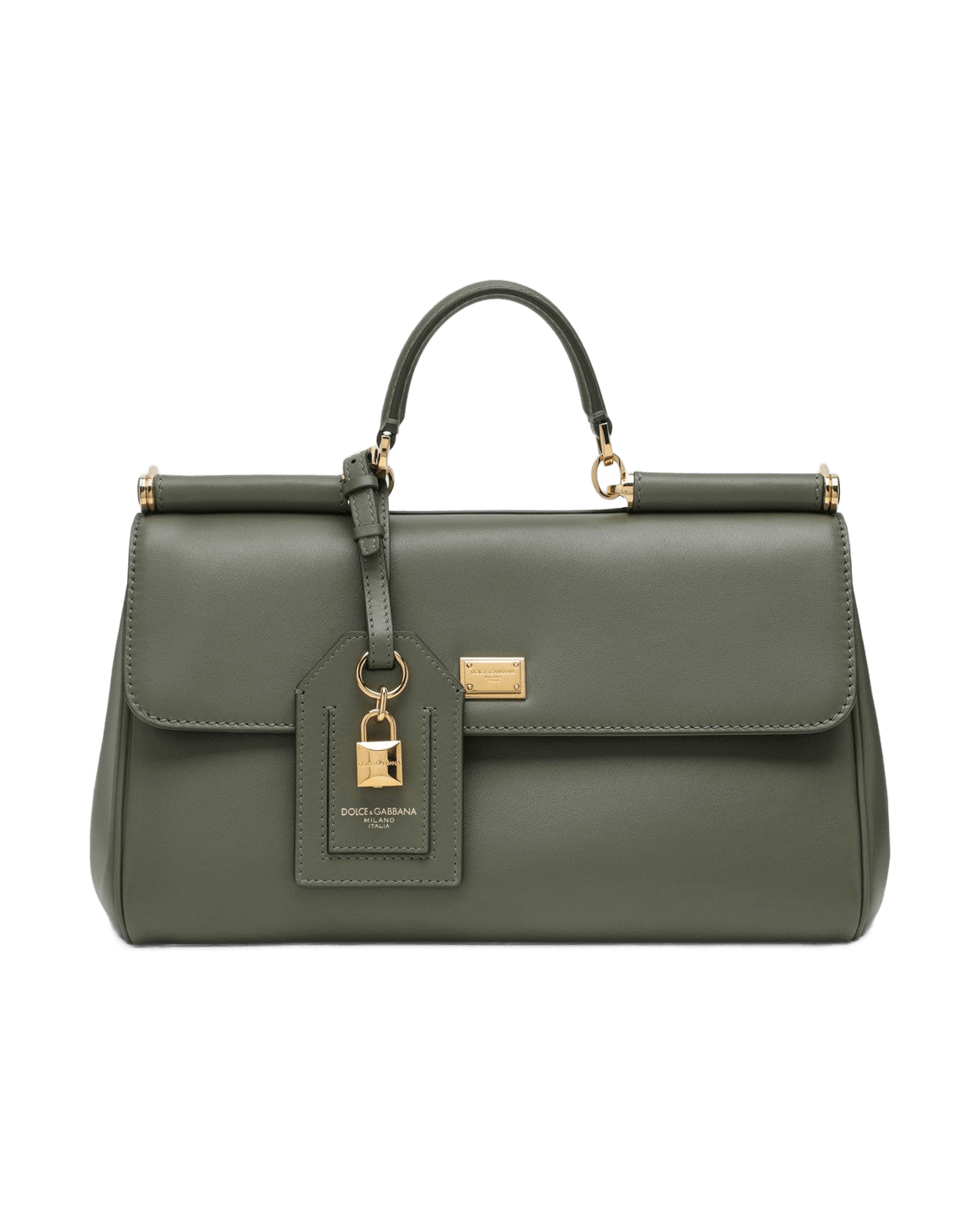 Dolce & Gabbana Green Leather My Sicily Handbag In Military Shoulder Bags