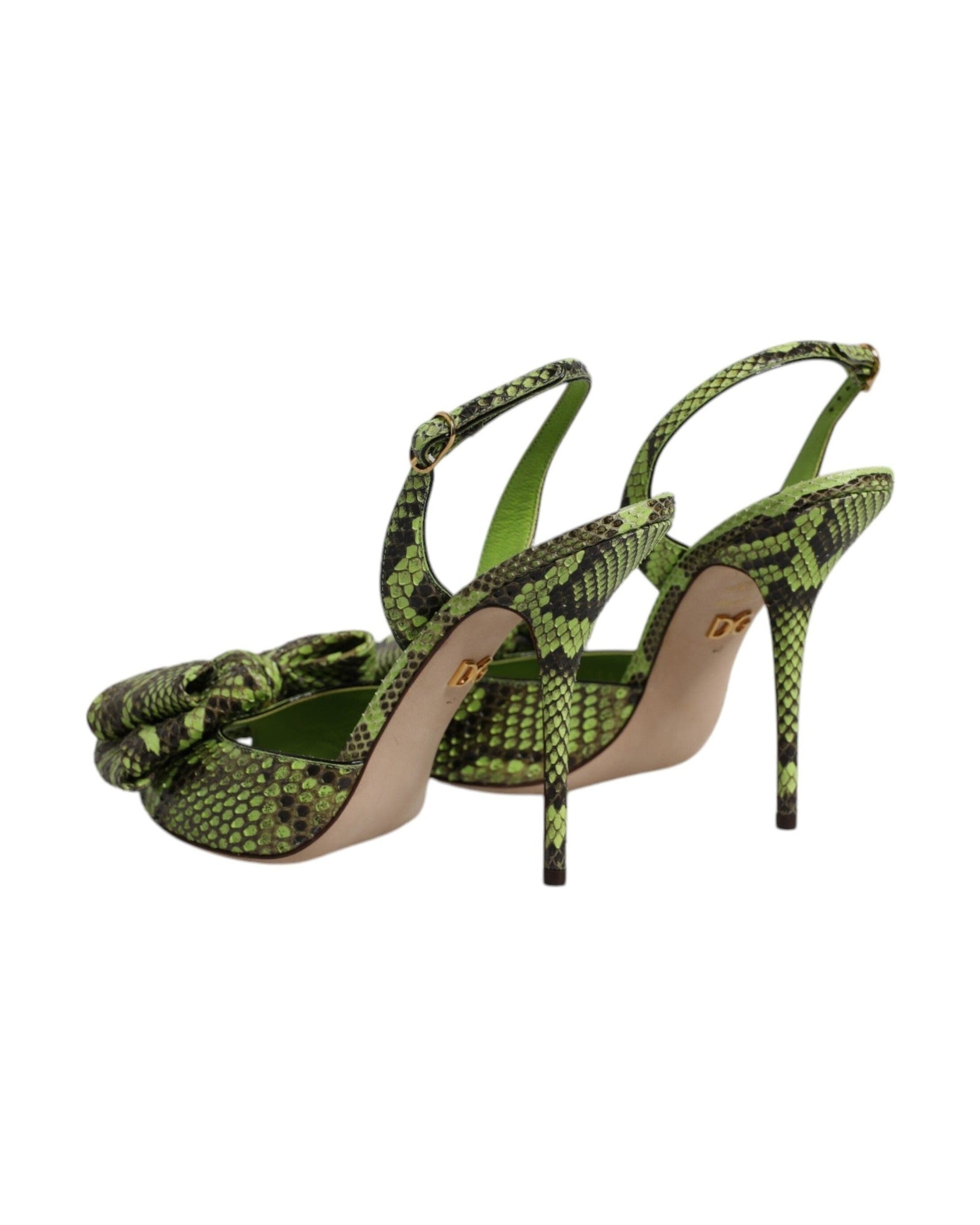 Dolce & Gabbana Green Leather Python Heels Glam Steals