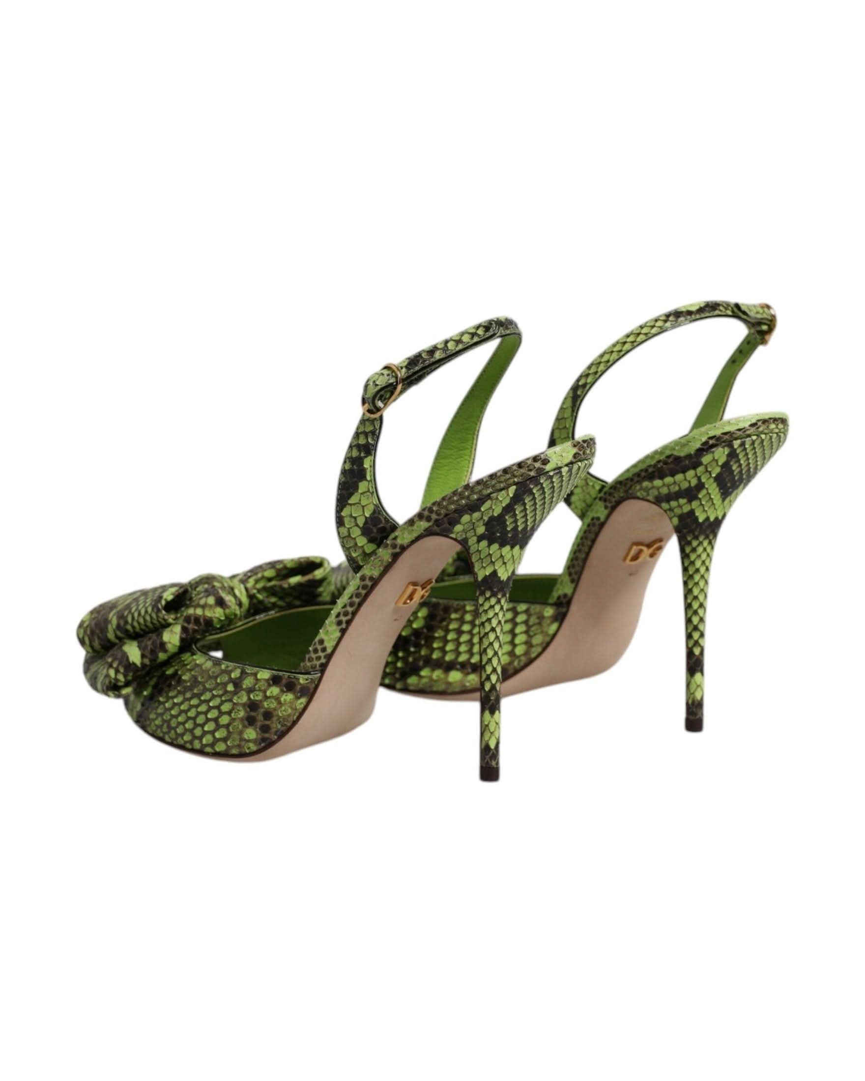 Dolce & Gabbana Green Leather Python Heels Glam Steals