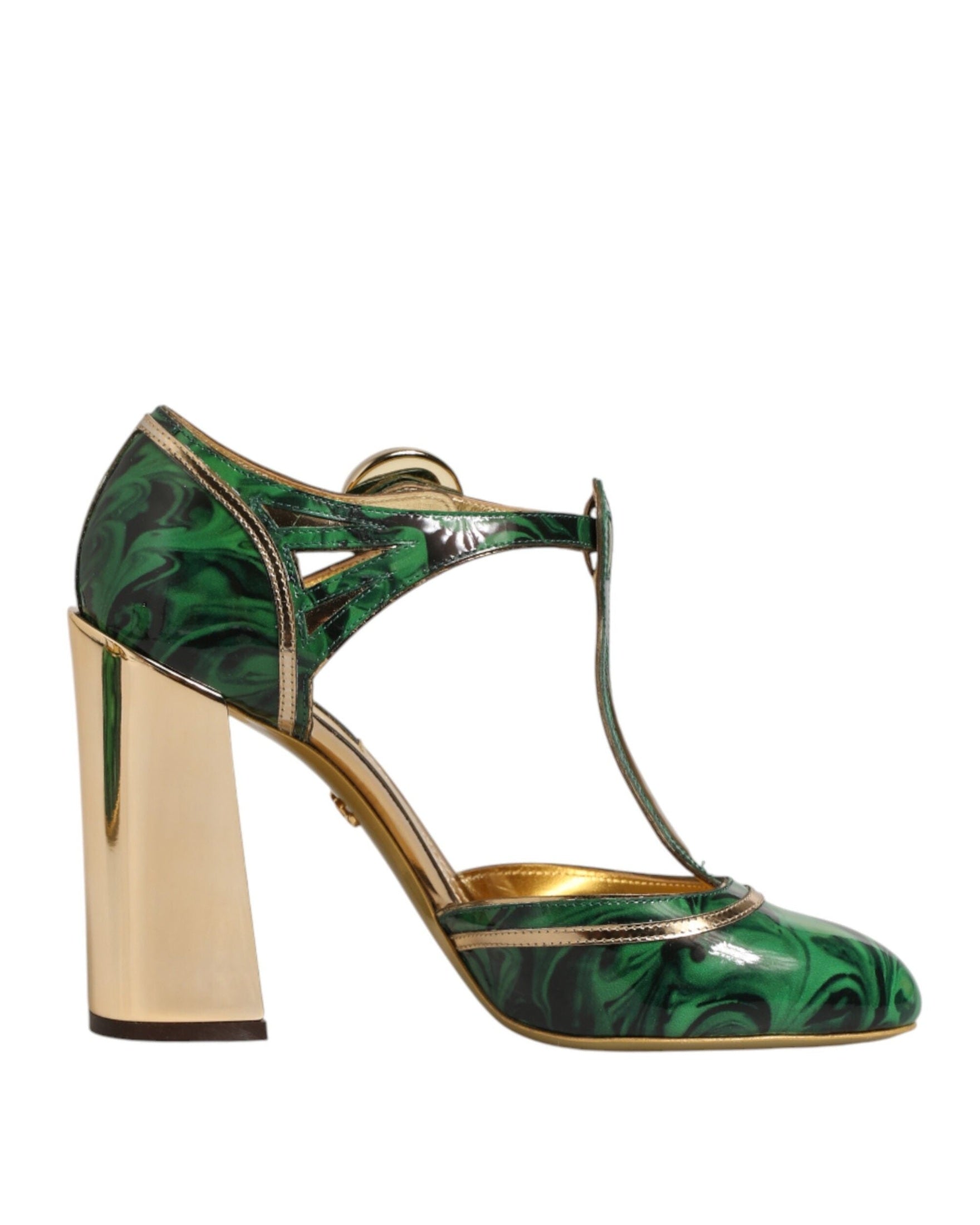 Dolce & Gabbana Green Leather T Straps Heels Sandals Shoes Glam Steals