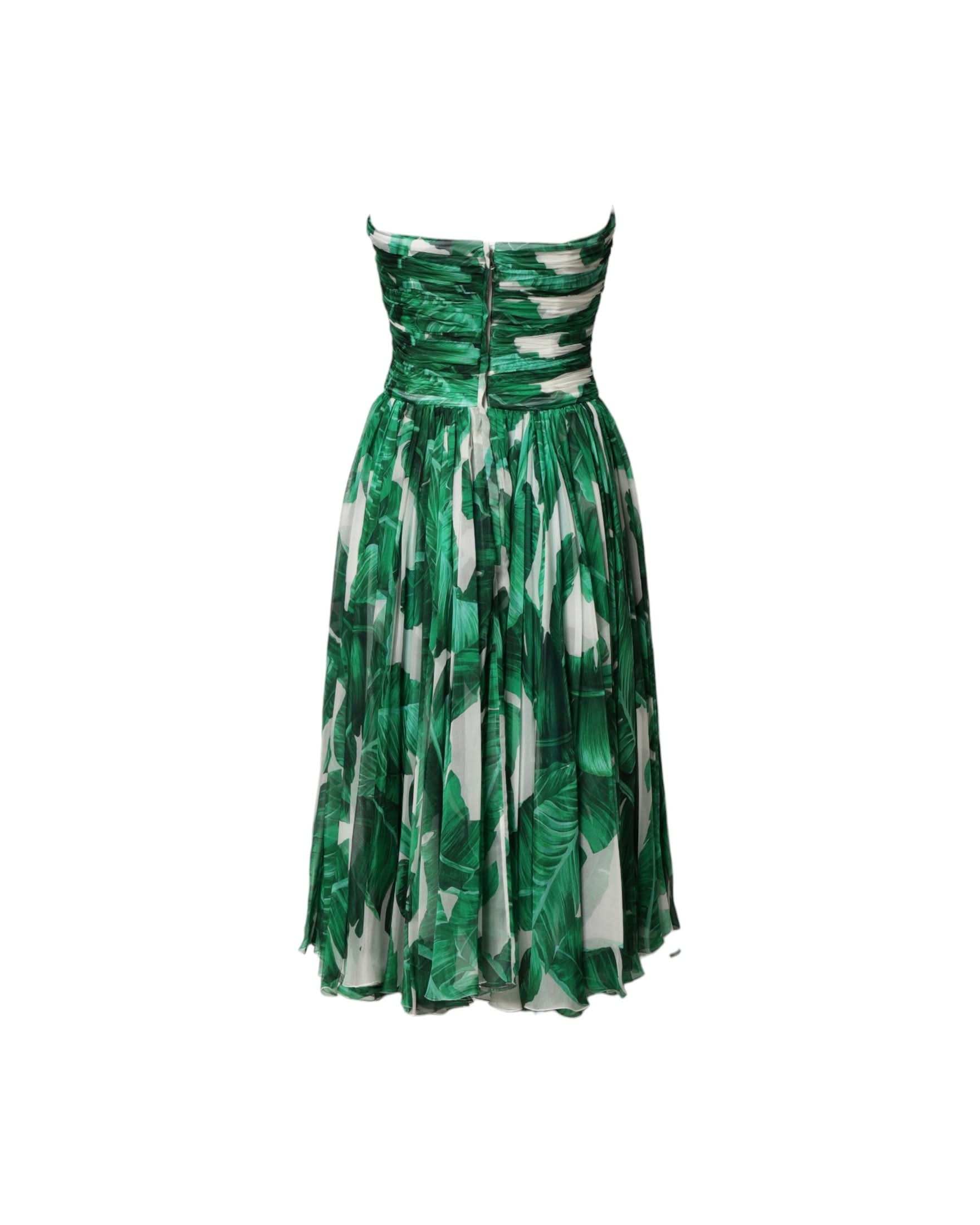 Dolce & Gabbana Green Pineapple Embellished Bananaleaf Dress Dresses