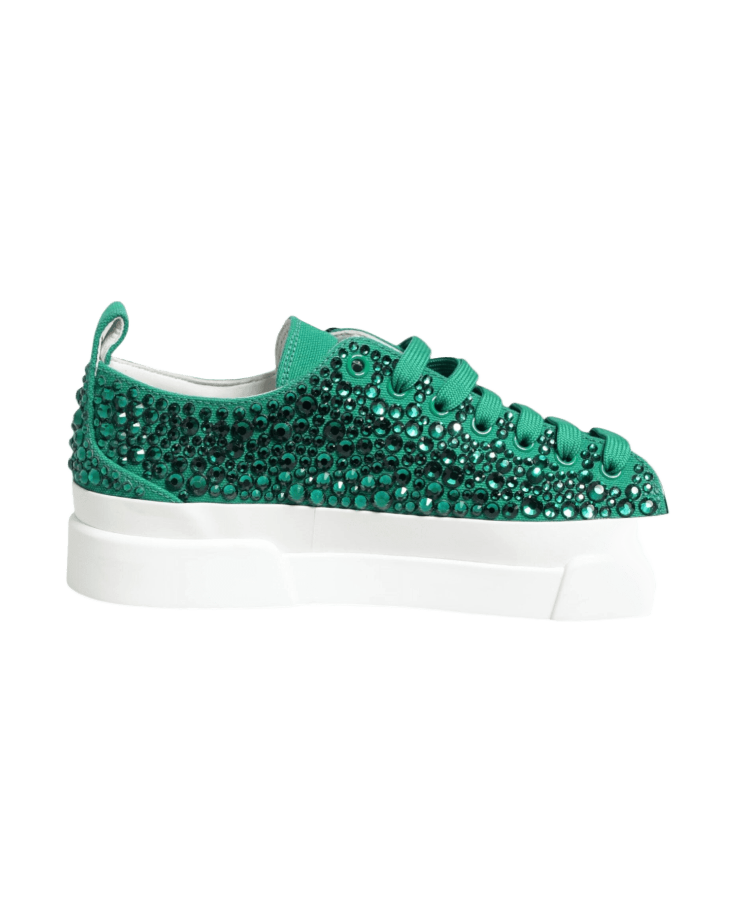 Dolce & Gabbana Green Portofino Crystal Dg Logo Sneakers Shoes Glam Steals