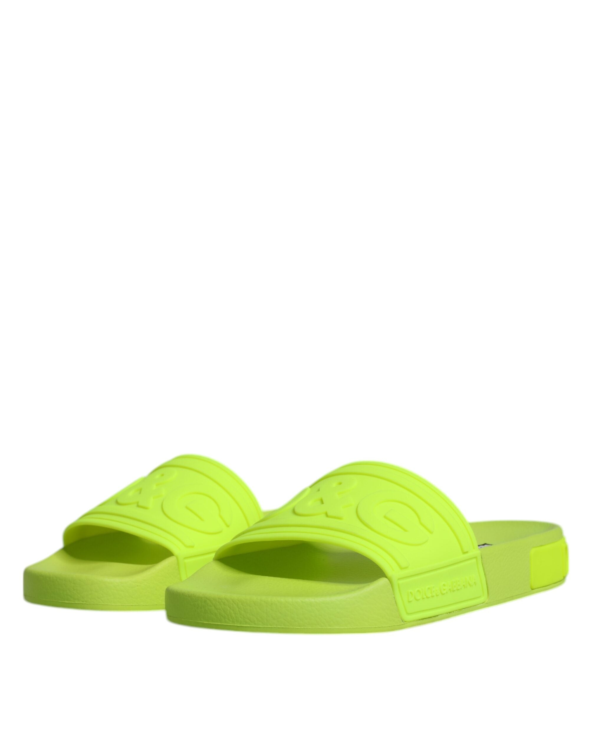 Dolce & Gabbana Green Rubber Slides Sandals Beachwear Shoes Glam Steals