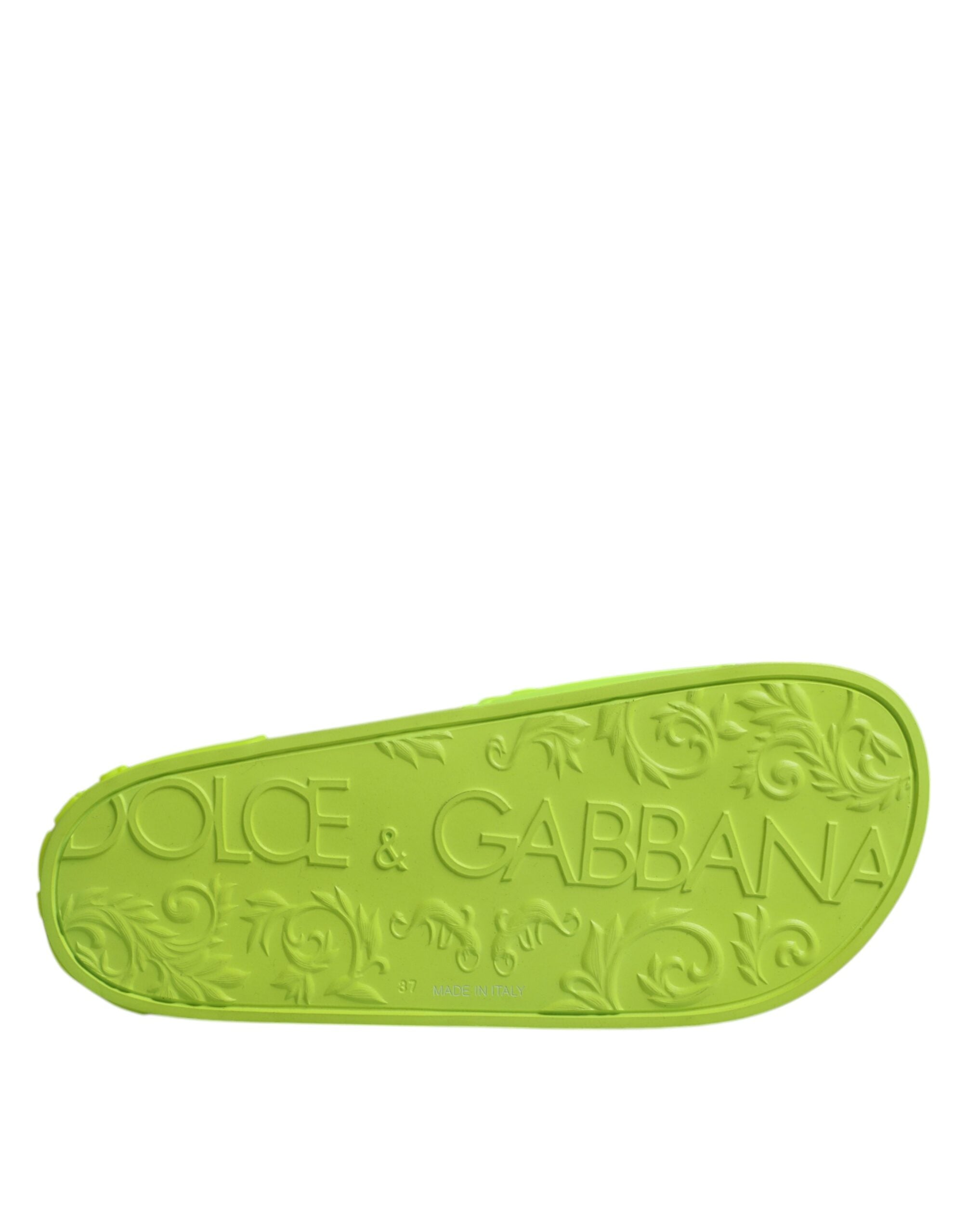 Dolce & Gabbana Green Rubber Slides Sandals Beachwear Shoes Glam Steals