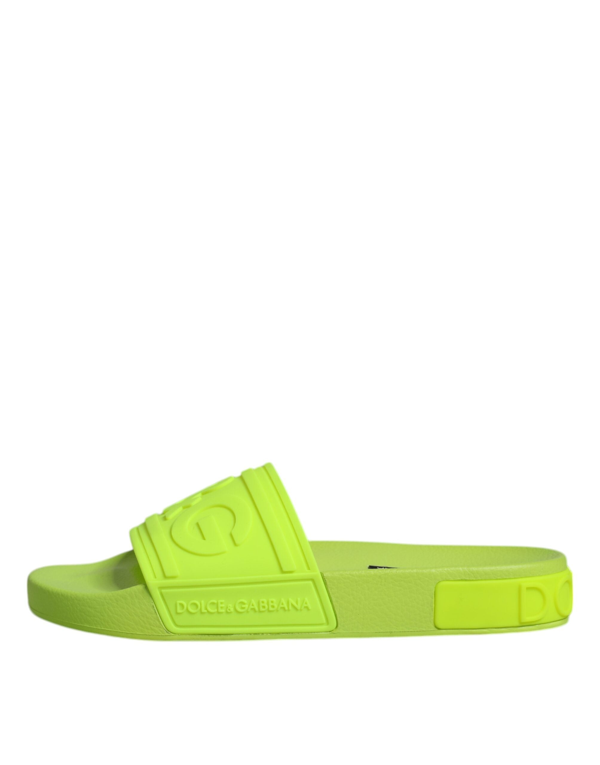 Dolce & Gabbana Green Rubber Slides Sandals Beachwear Shoes Glam Steals