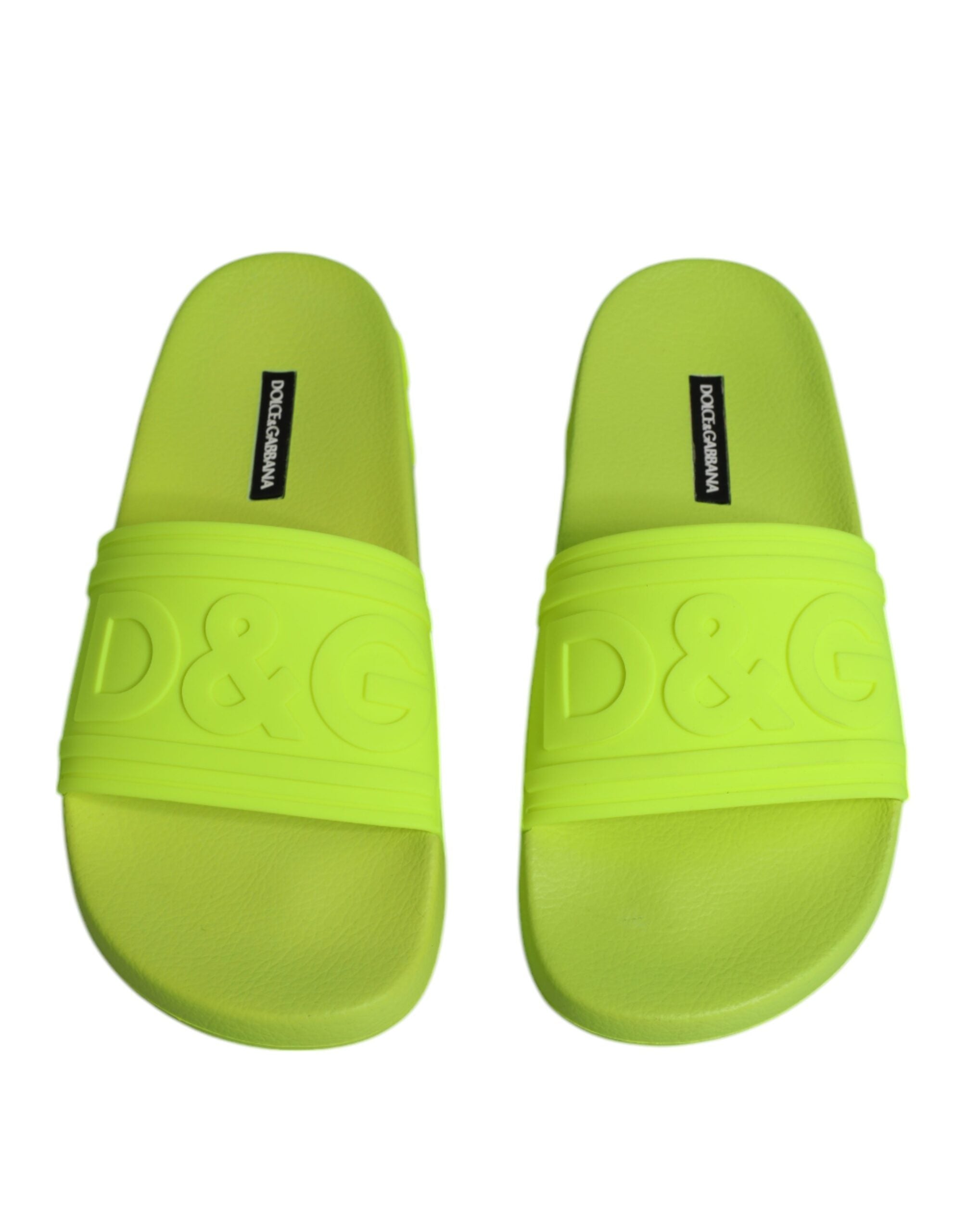 Dolce & Gabbana Green Rubber Slides Sandals Beachwear Shoes Glam Steals