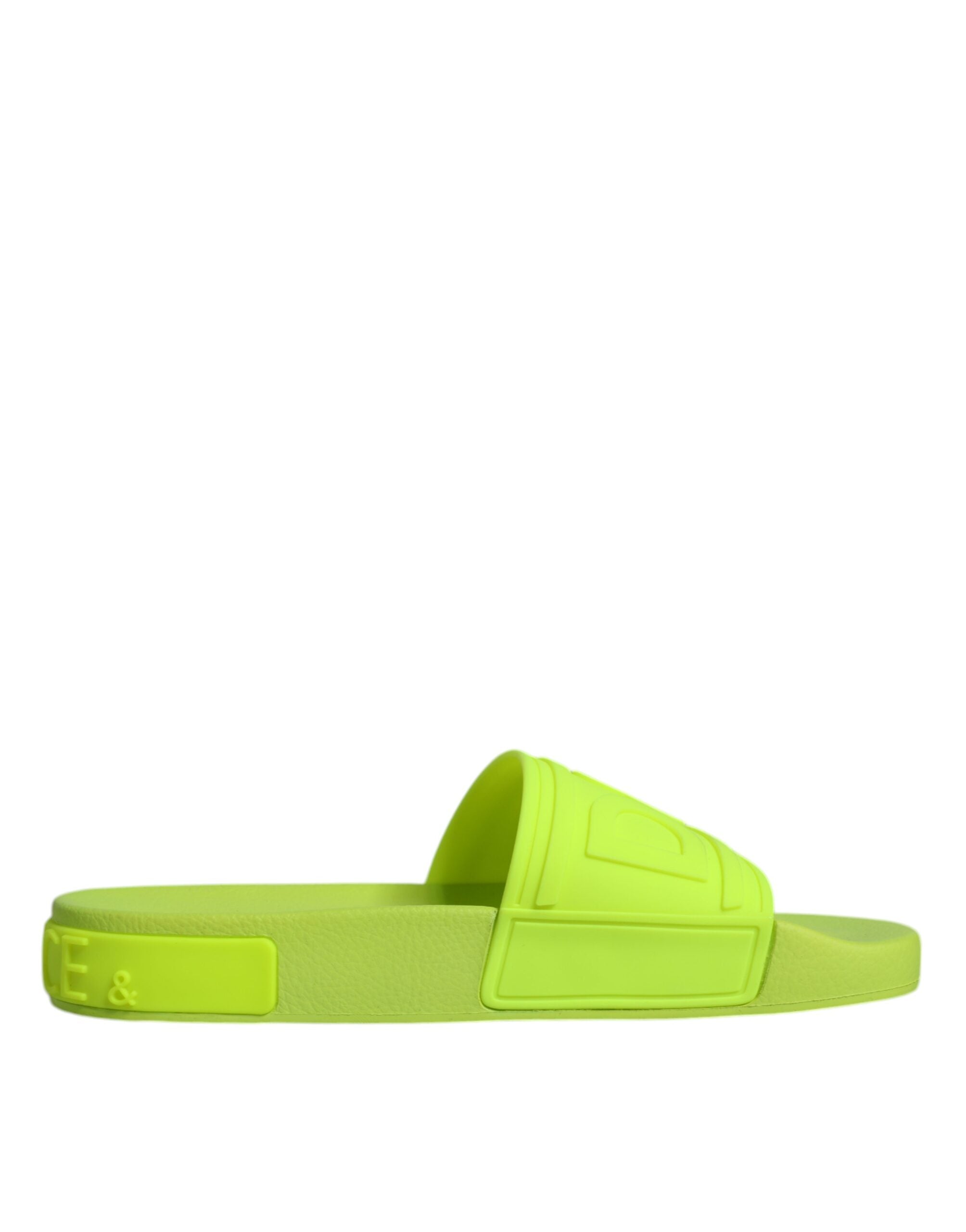 Dolce & Gabbana Green Rubber Slides Sandals Beachwear Shoes Glam Steals