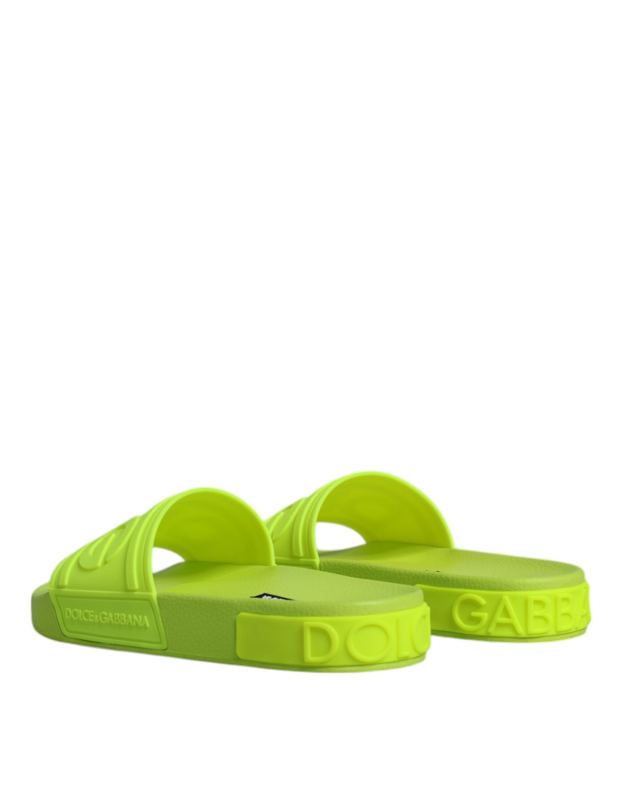 Dolce & Gabbana Green Rubber Slides Sandals Beachwear Shoes Glam Steals