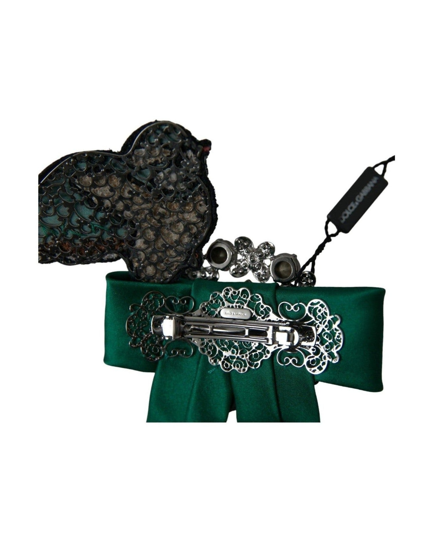 Dolce & Gabbana Satin Bird Crystal Women Hair Green Clip Glam Steals