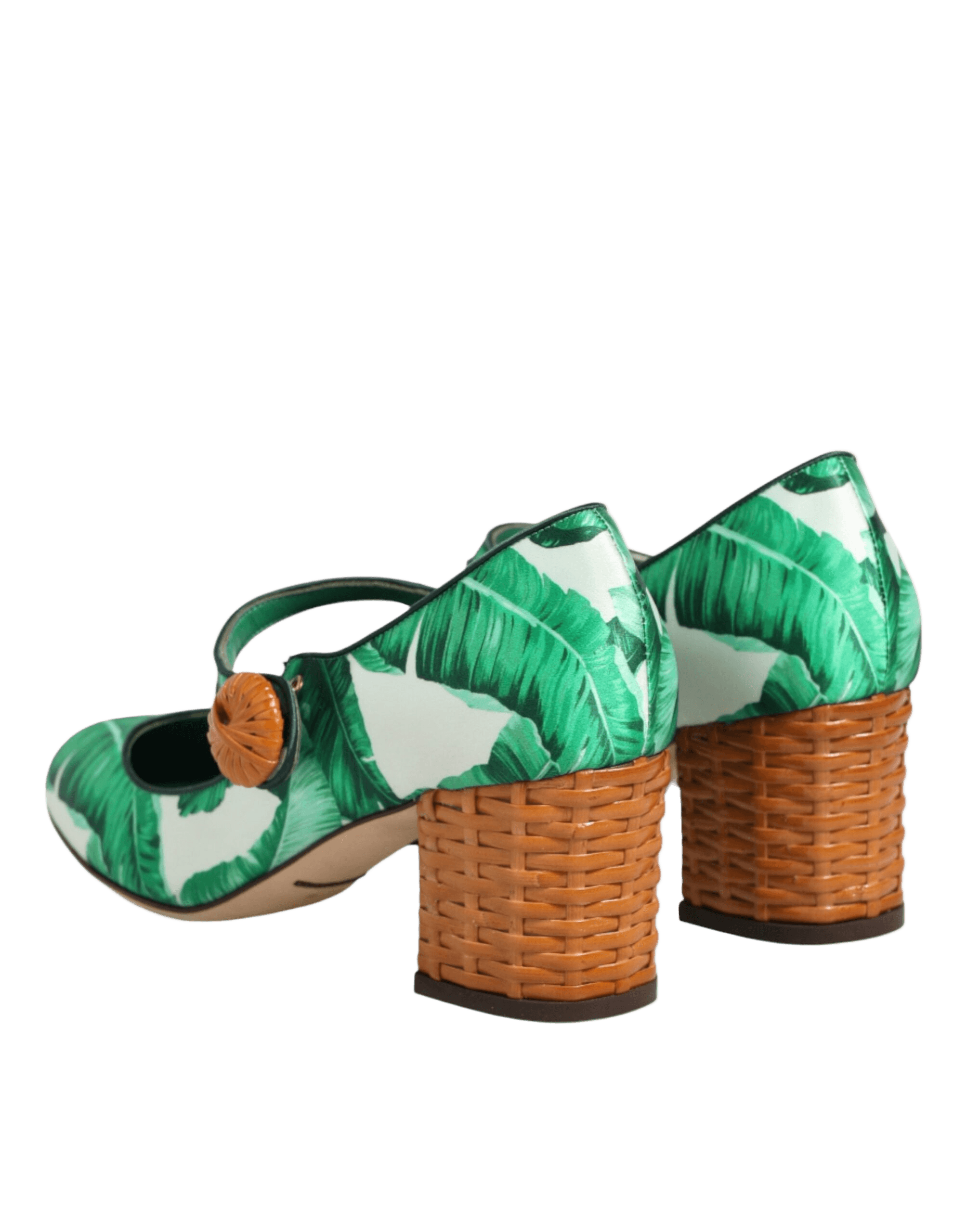 Dolce & Gabbana Green Silk Mary Janes Leaf Sandals Shoes Glam Steals
