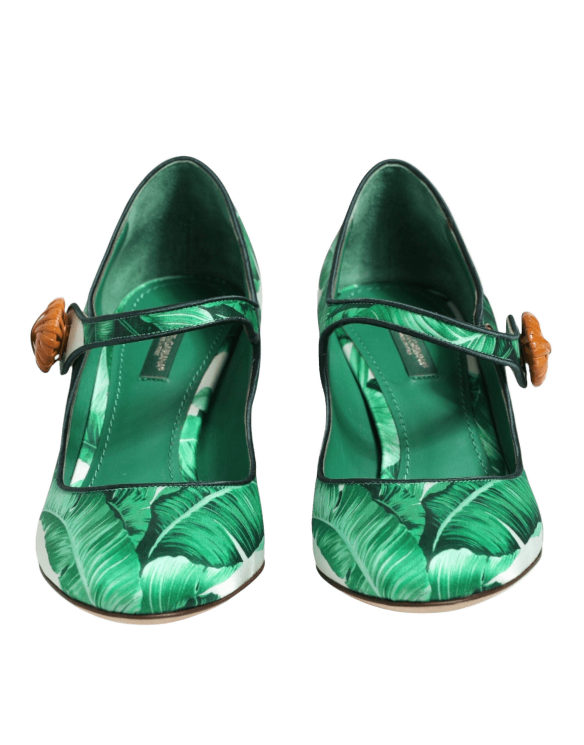 Dolce & Gabbana Green Silk Mary Janes Leaf Sandals Shoes Glam Steals