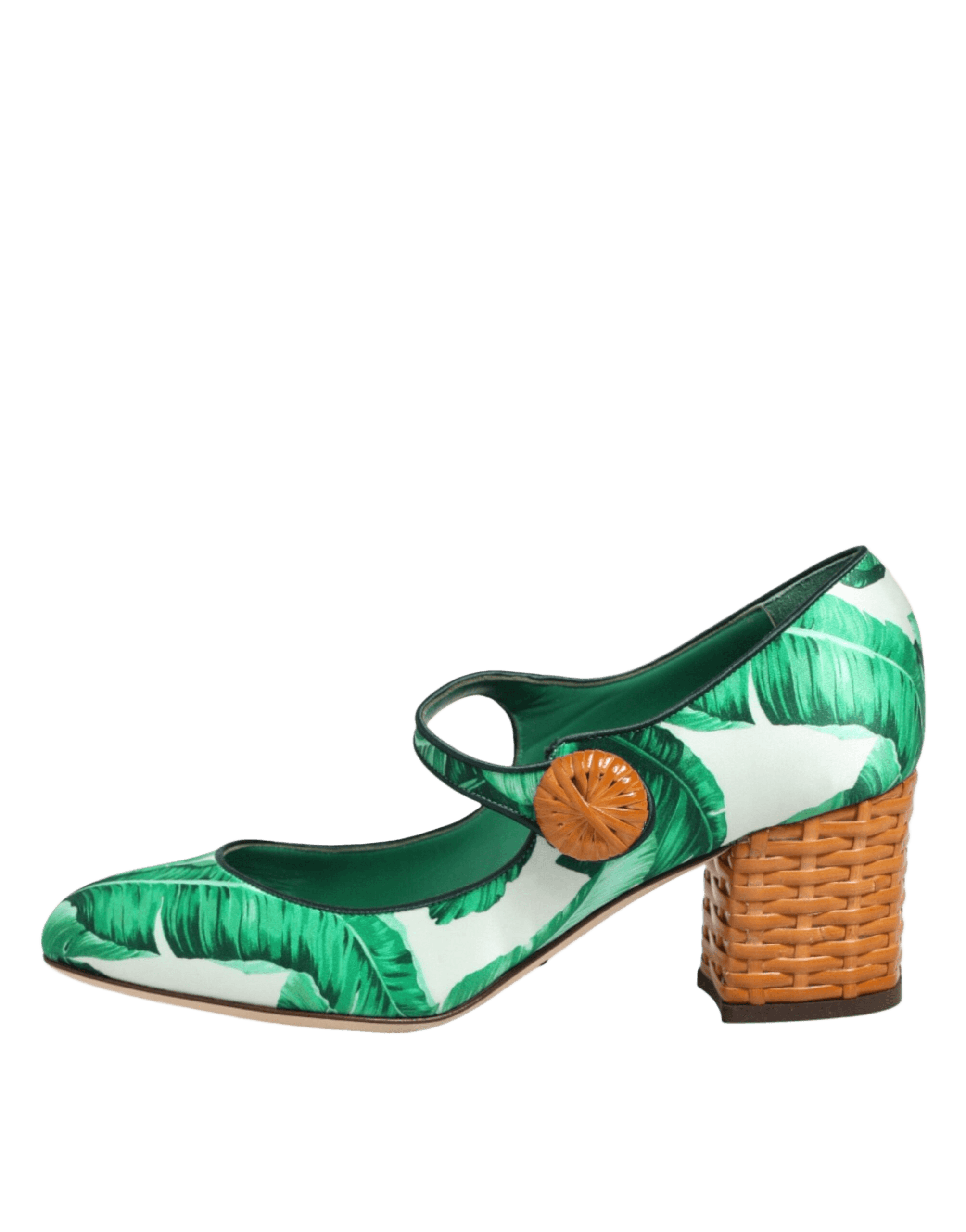 Dolce & Gabbana Green Silk Mary Janes Leaf Sandals Shoes Glam Steals