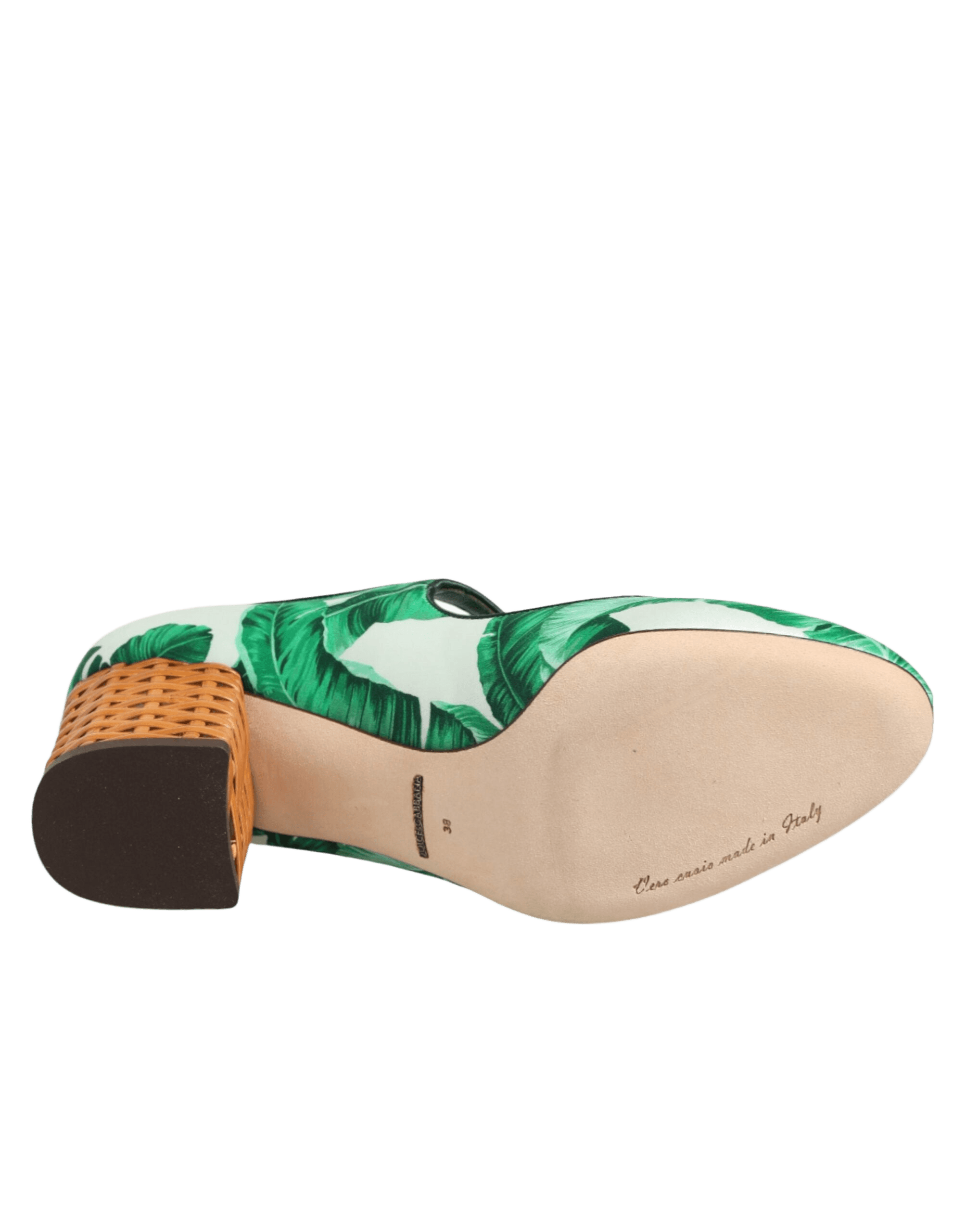 Dolce & Gabbana Green Silk Mary Janes Leaf Sandals Shoes Glam Steals