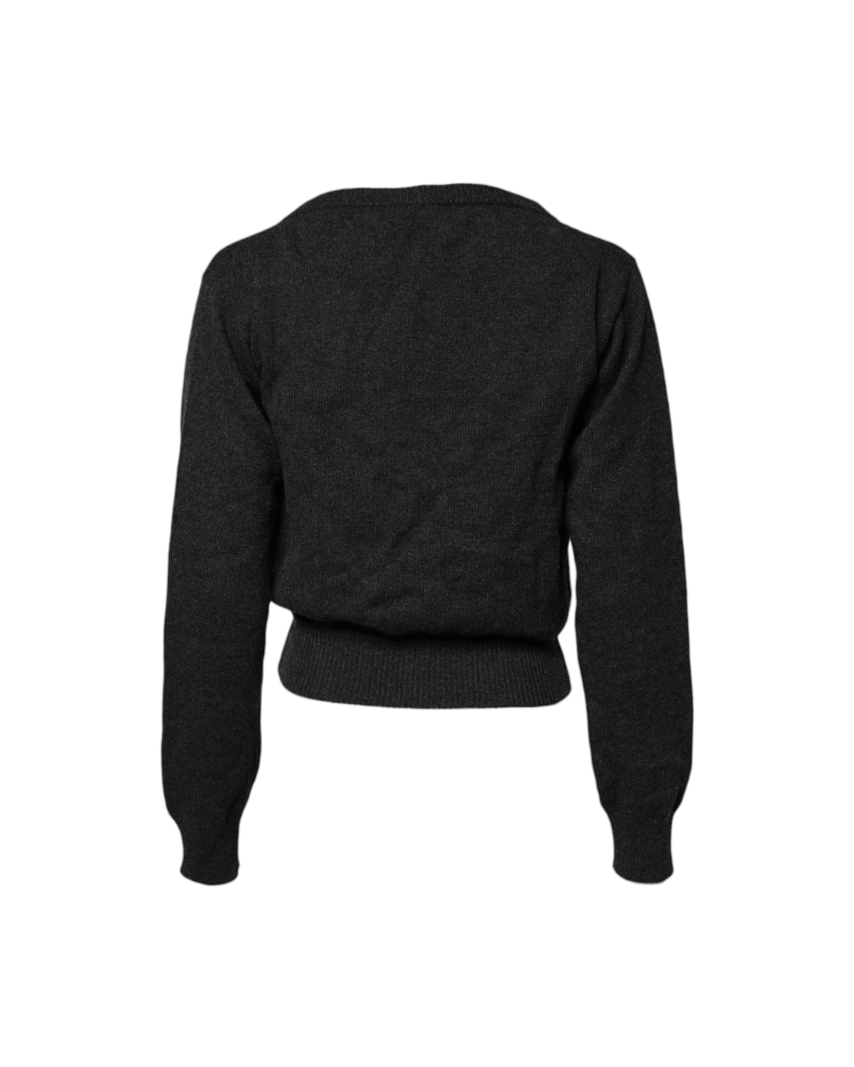 Dolce & Gabbana Grey Cashmere Deep V Neck Pullover Sweater Glam Steals