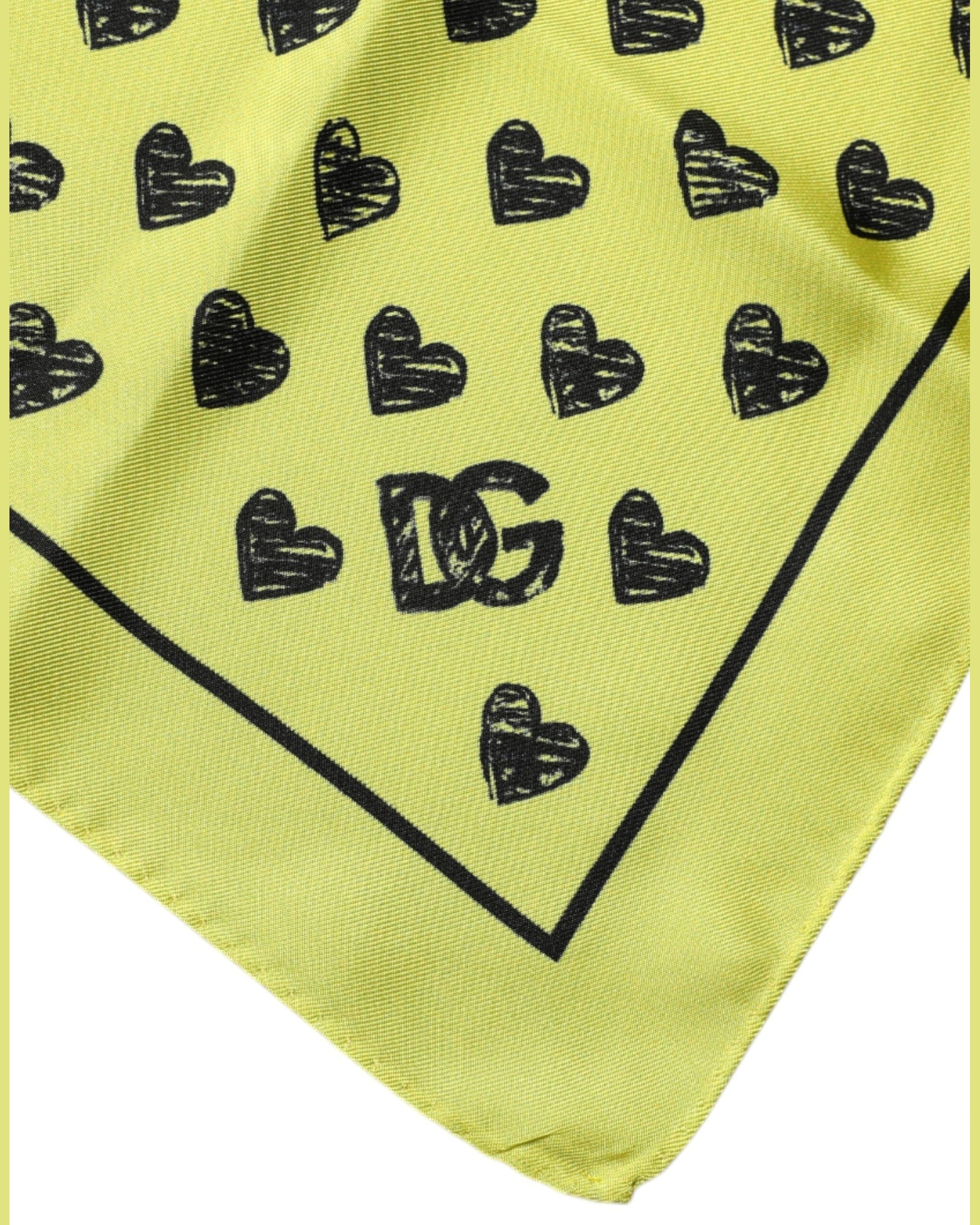 Dolce & Gabbana Hearts Silk Square Bandana Yellow Scarf Glam Steals