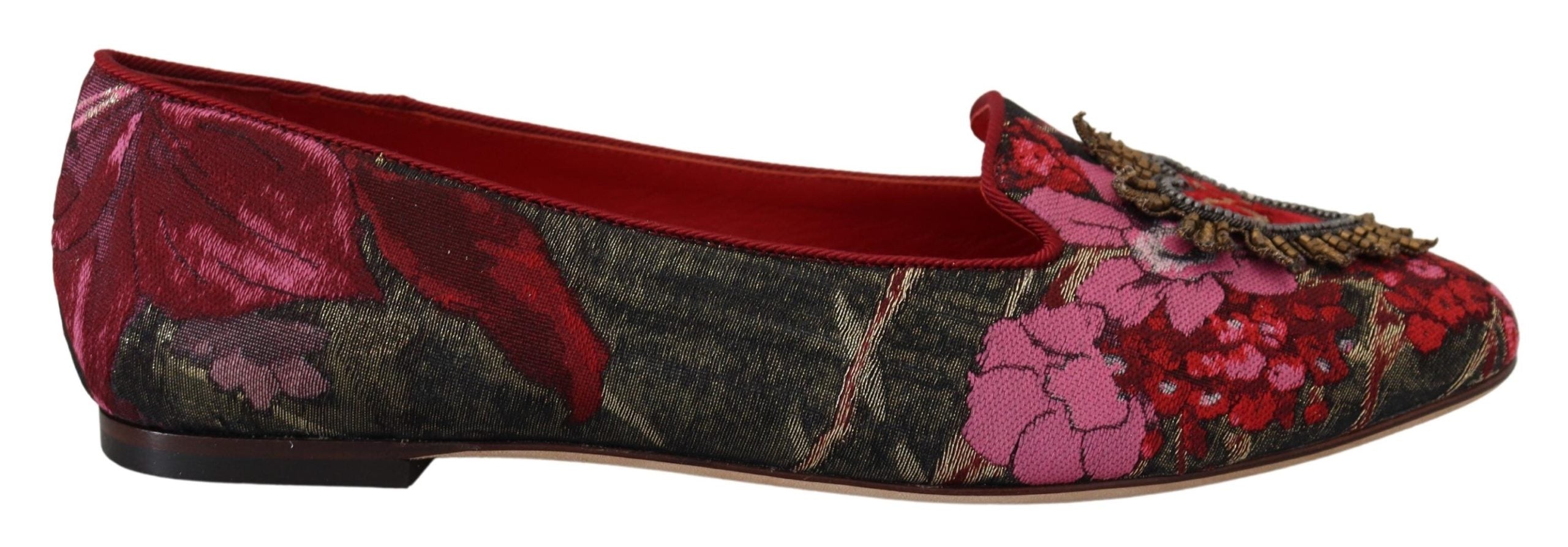 Dolce & Gabbana Jacquard Sacred Heart Patch Slip On Shoes Glam Steals
