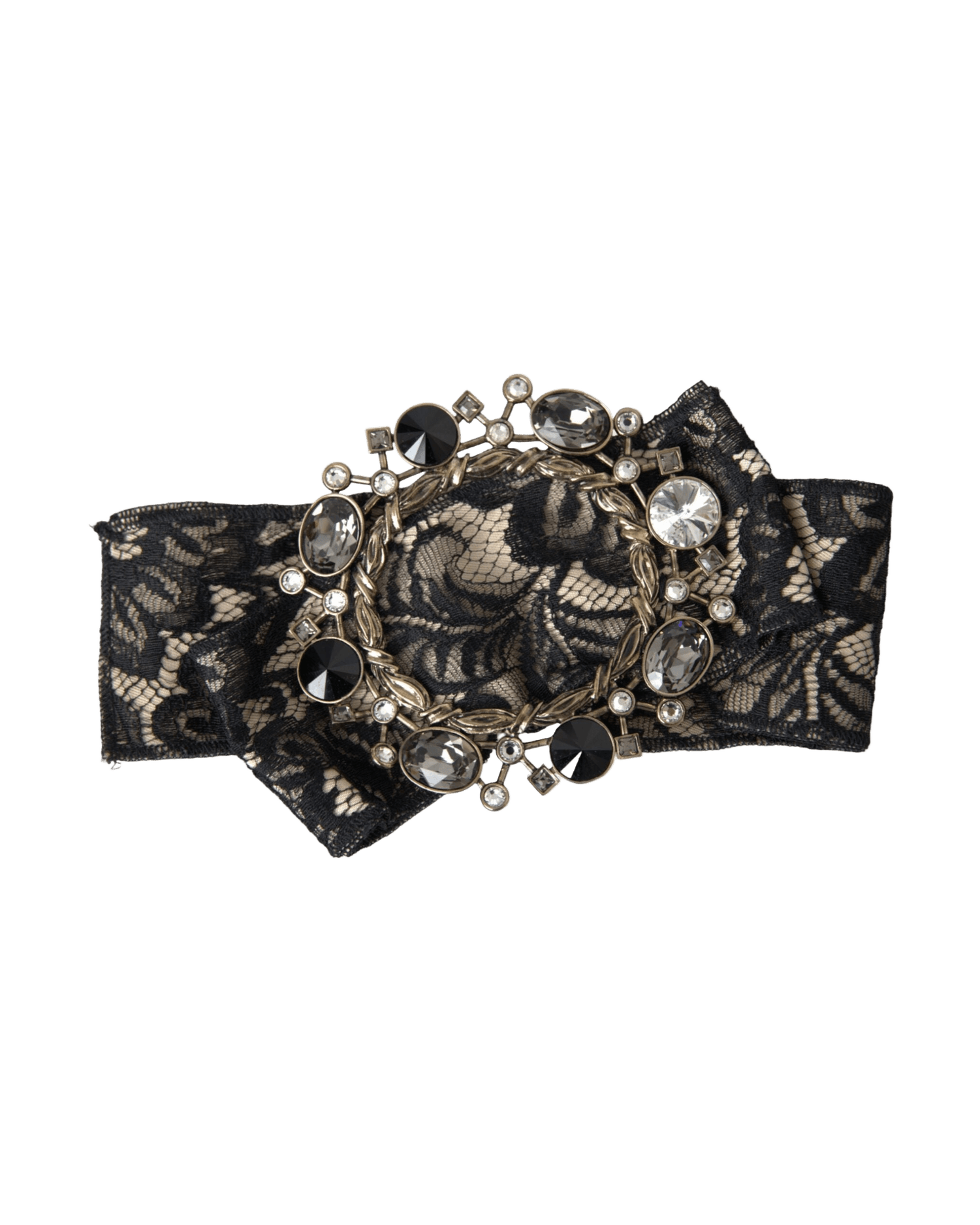 Dolce & Gabbana Black Lace Crystal Handmade Brooch Hair Pin Hair Pins, Claws & Clips