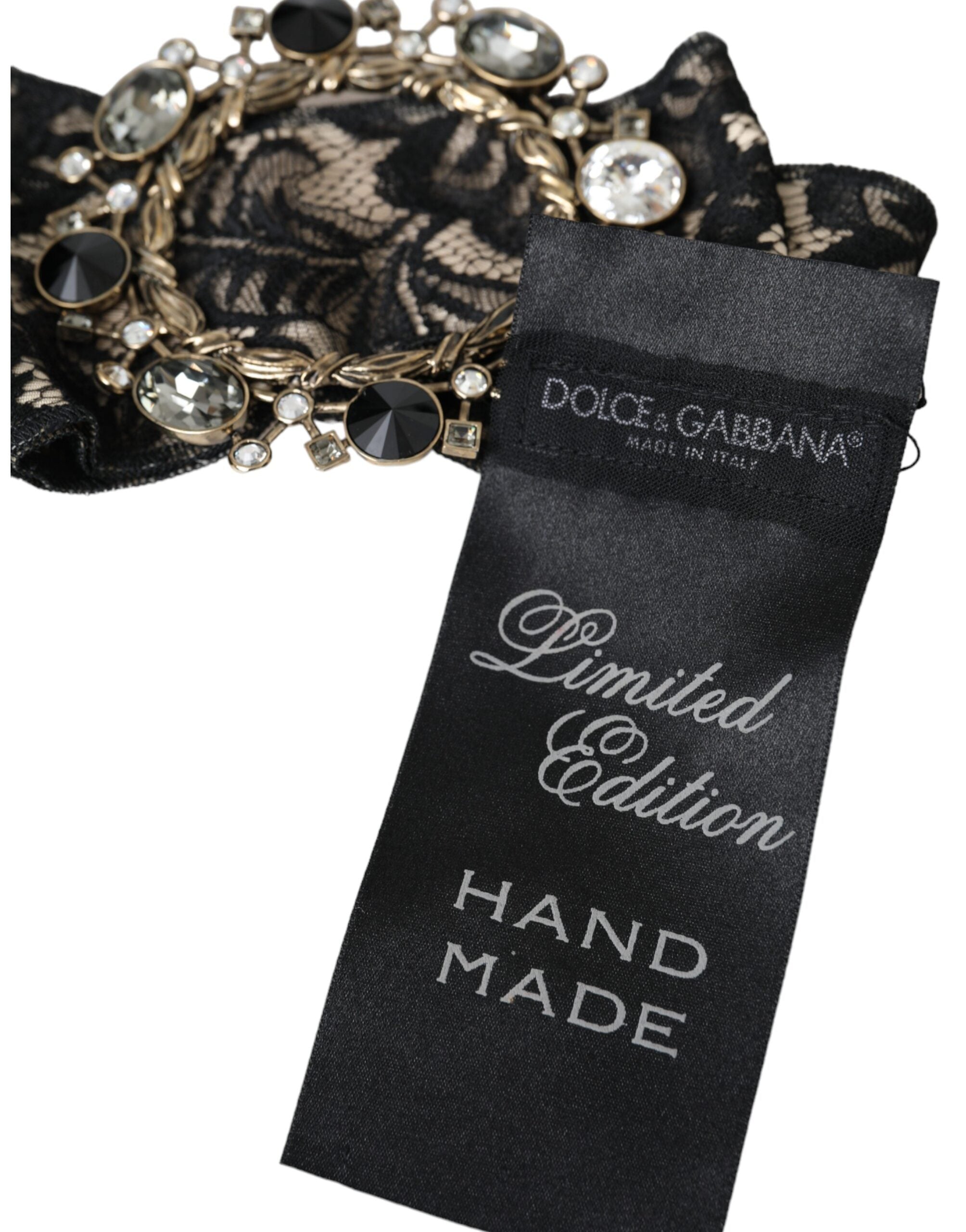 Dolce & Gabbana Lace Crystal Handmade Brooch Hair Black Pin Glam Steals