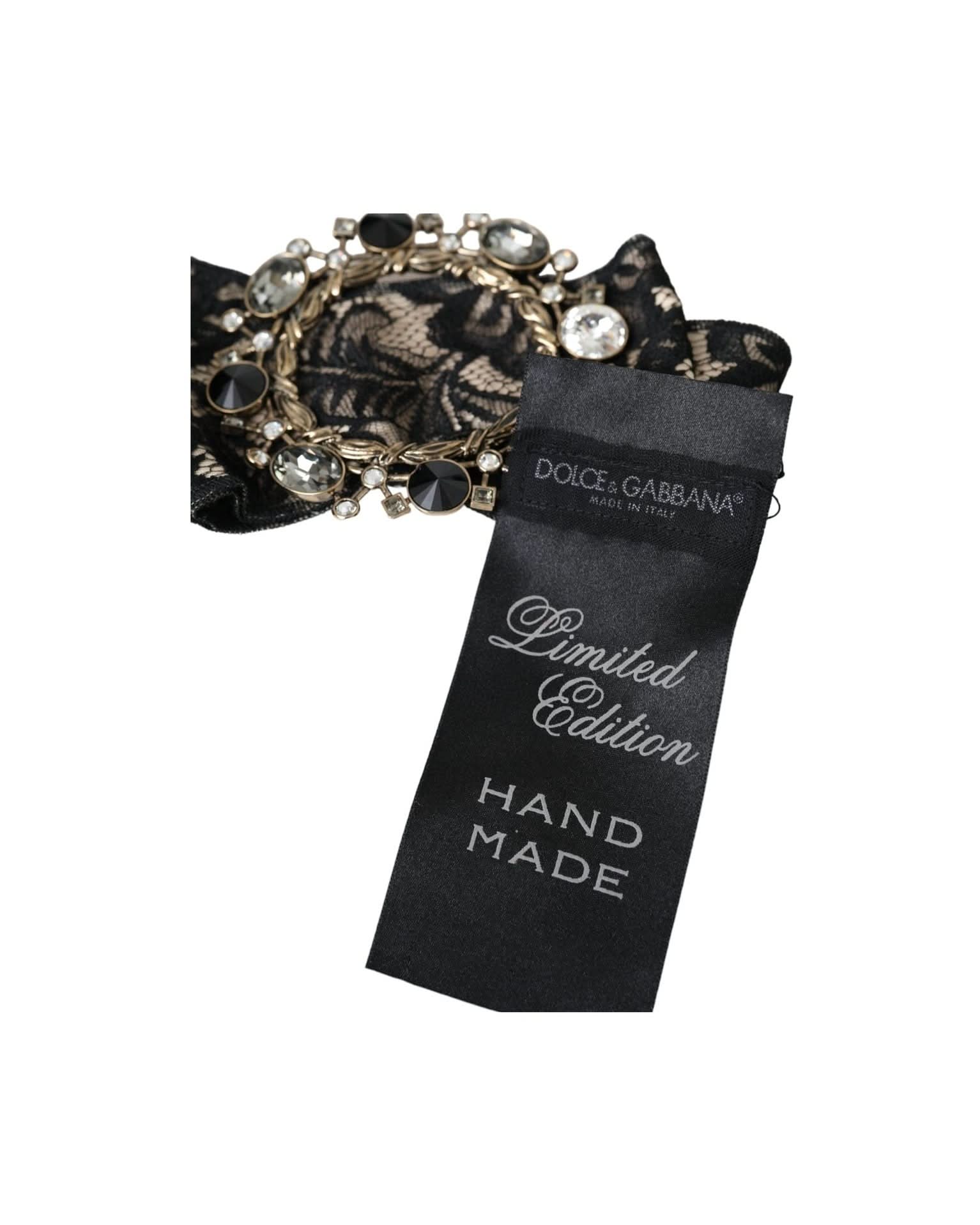 Dolce & Gabbana Black Lace Crystal Handmade Brooch Hair Pin Hair Pins, Claws & Clips