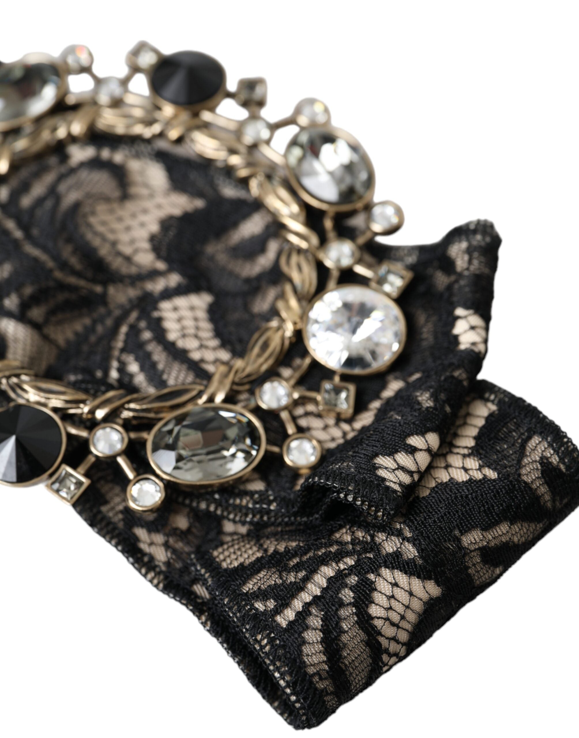 Dolce & Gabbana Lace Crystal Handmade Brooch Hair Black Pin Glam Steals