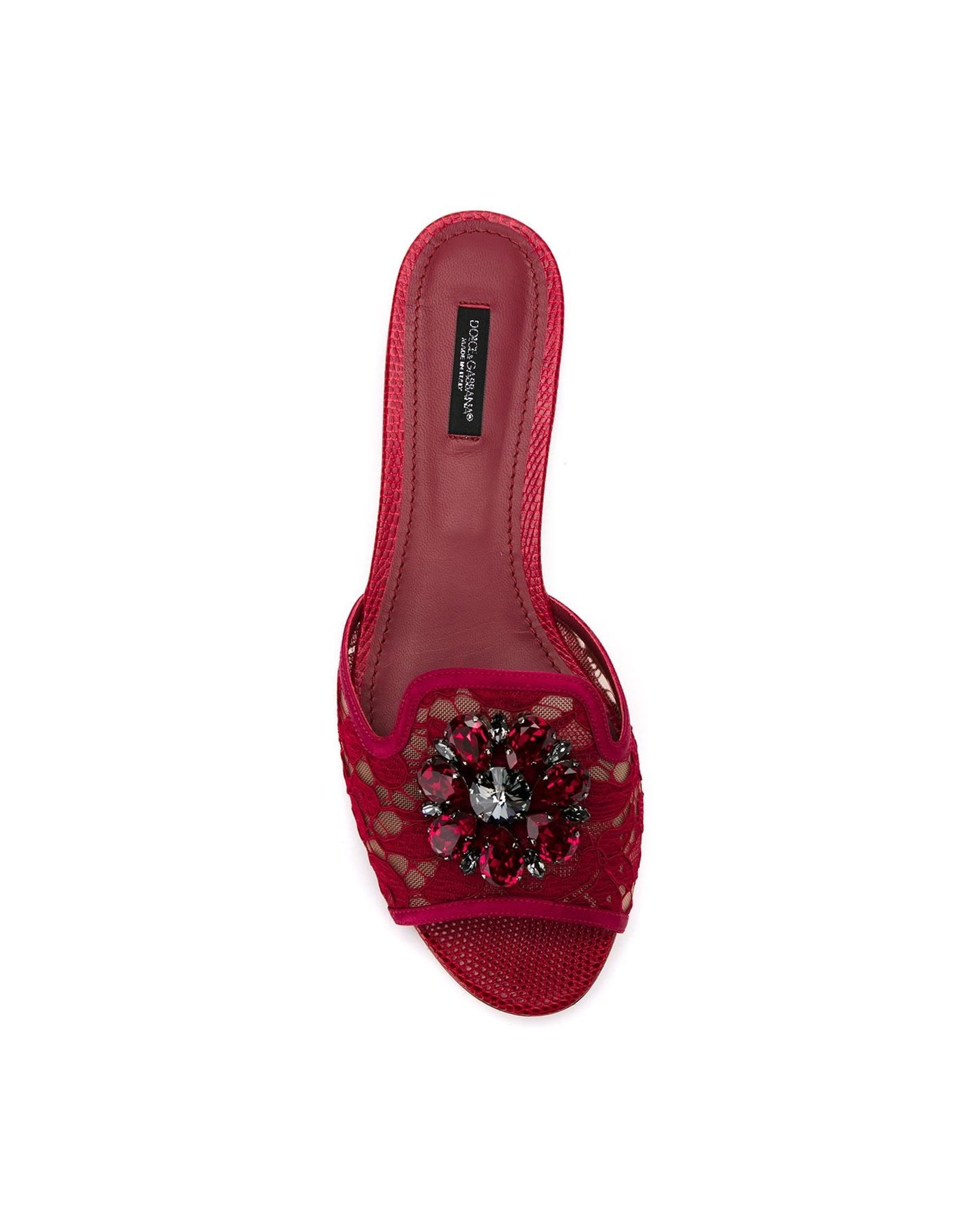 Dolce & Gabbana Lace Rainbow Brooch Detail Sandals Glam Steals