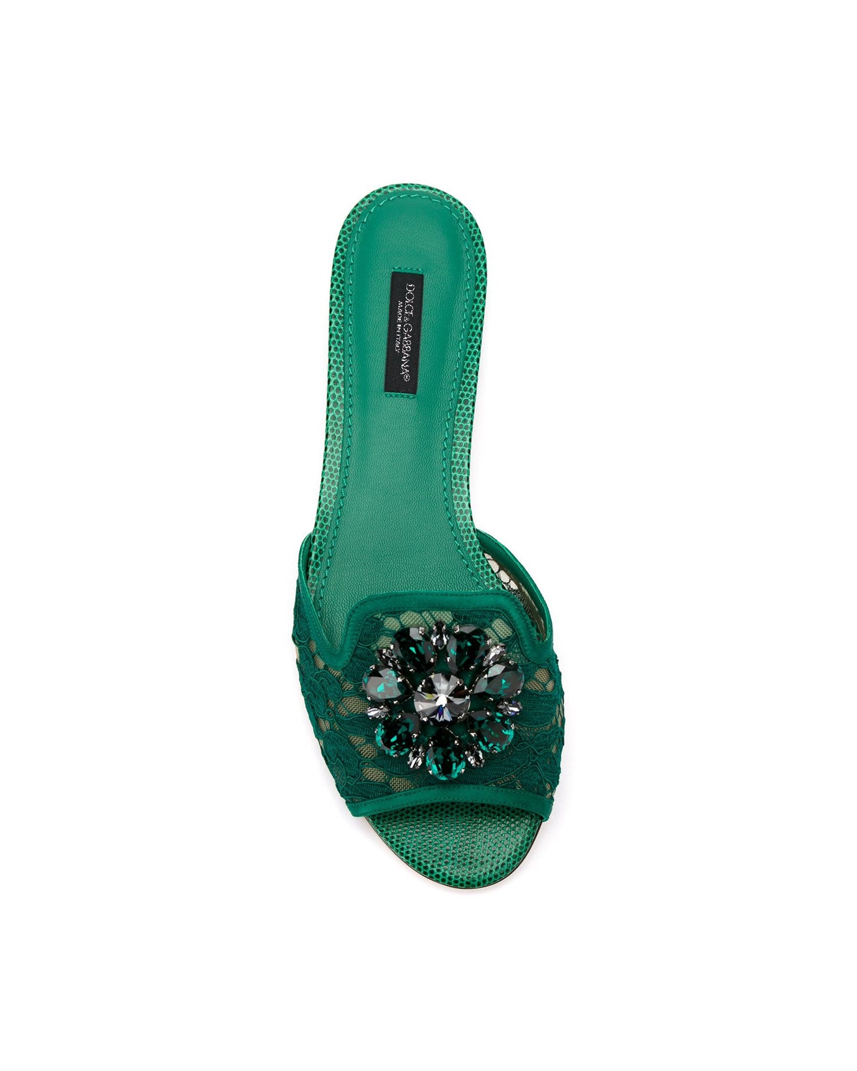 Dolce & Gabbana Lace Slippers in with Crystals Glam Steals
