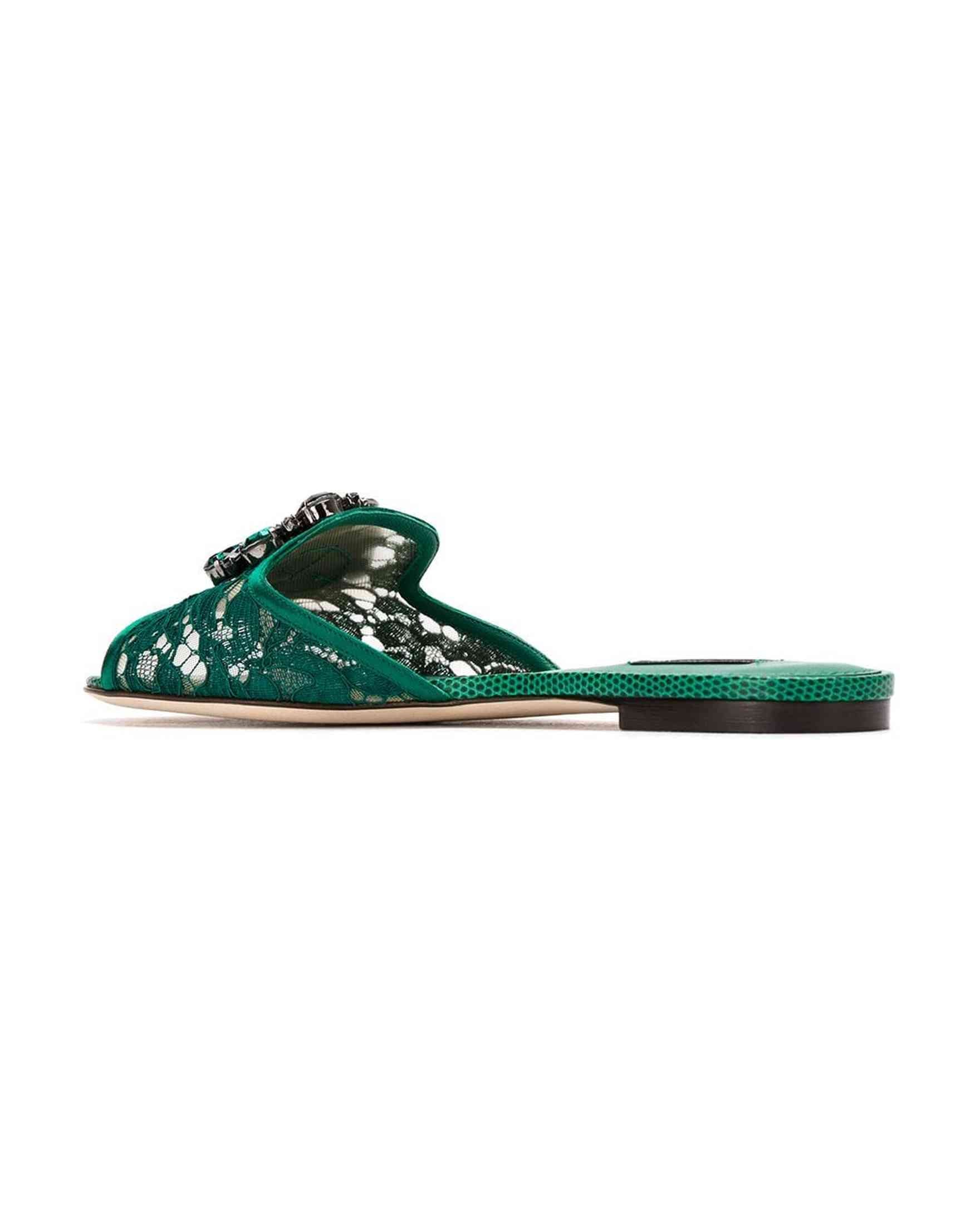 Dolce & Gabbana Lace Slippers in with Crystals Glam Steals