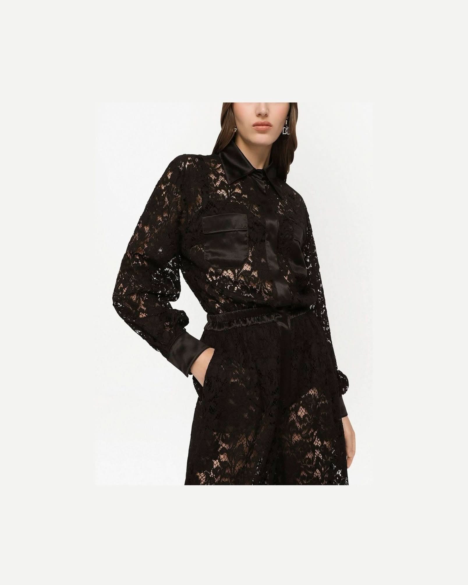 Dolce & Gabbana Lace Trim Long Sleeve Jumpsuit One-Pieces
