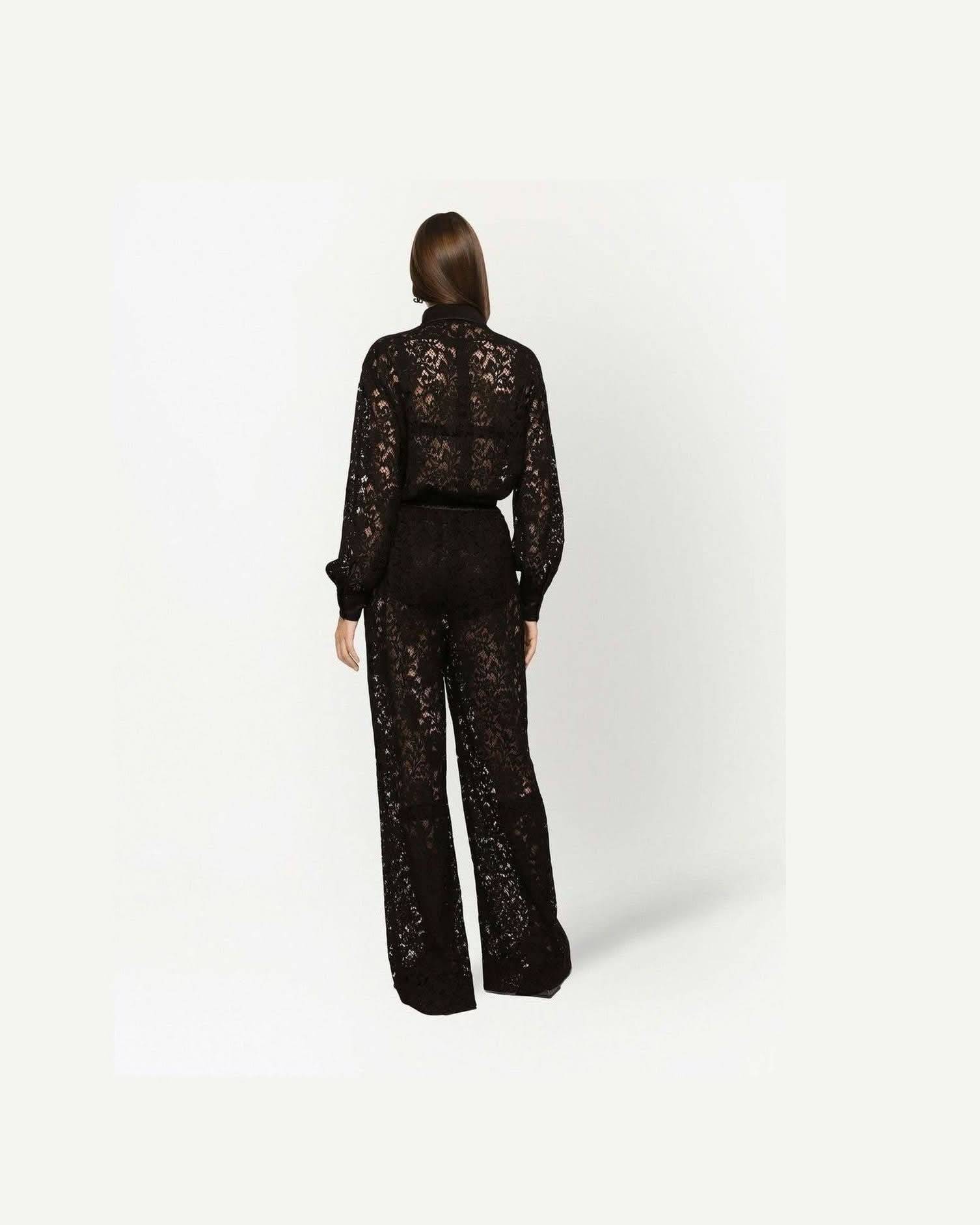 Dolce & Gabbana Lace Trim Long Sleeve Jumpsuit One-Pieces