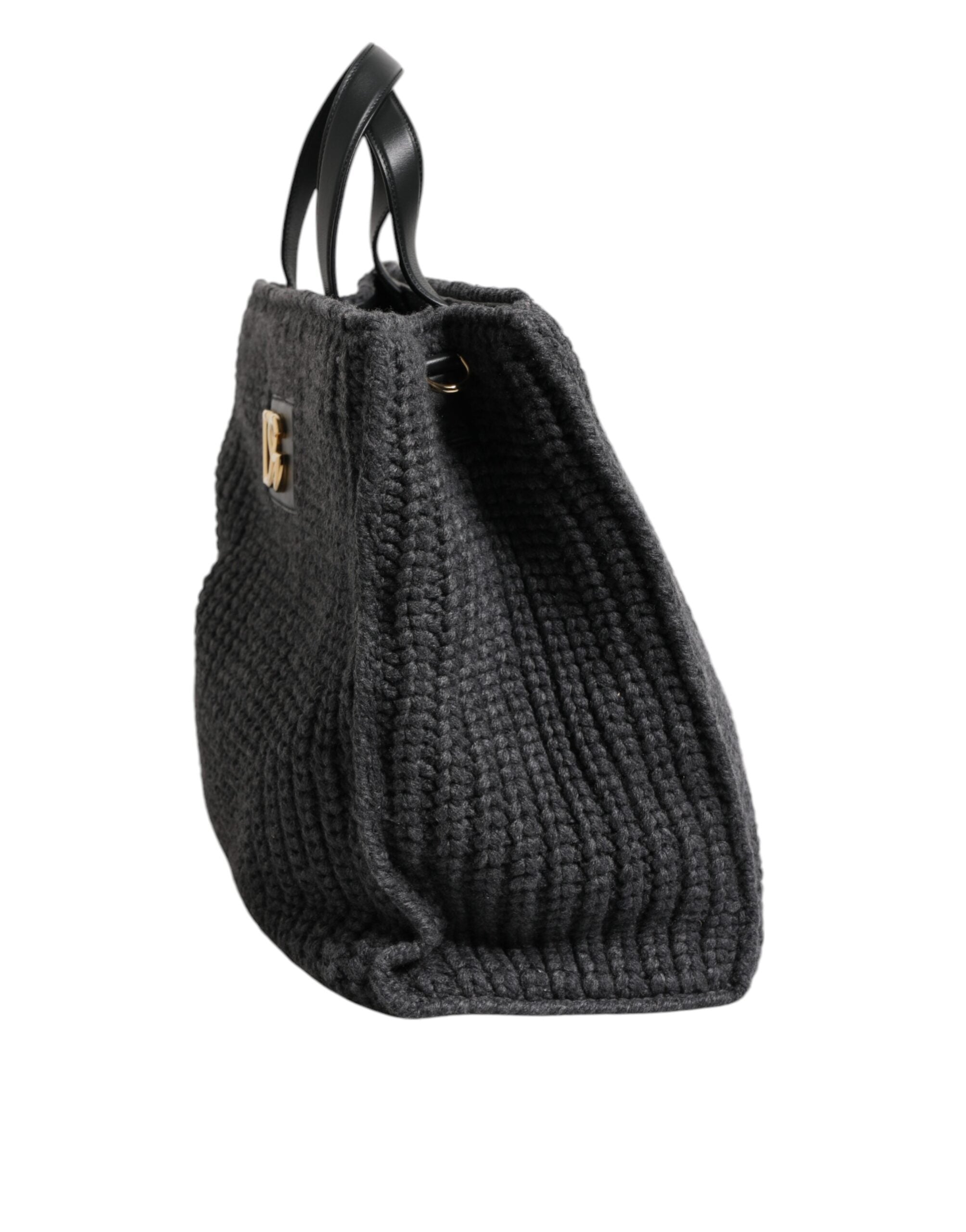 Dolce & Gabbana Large Knitted Crochet Shoulder Shopper Dg Logo Black Bag Glam Steals