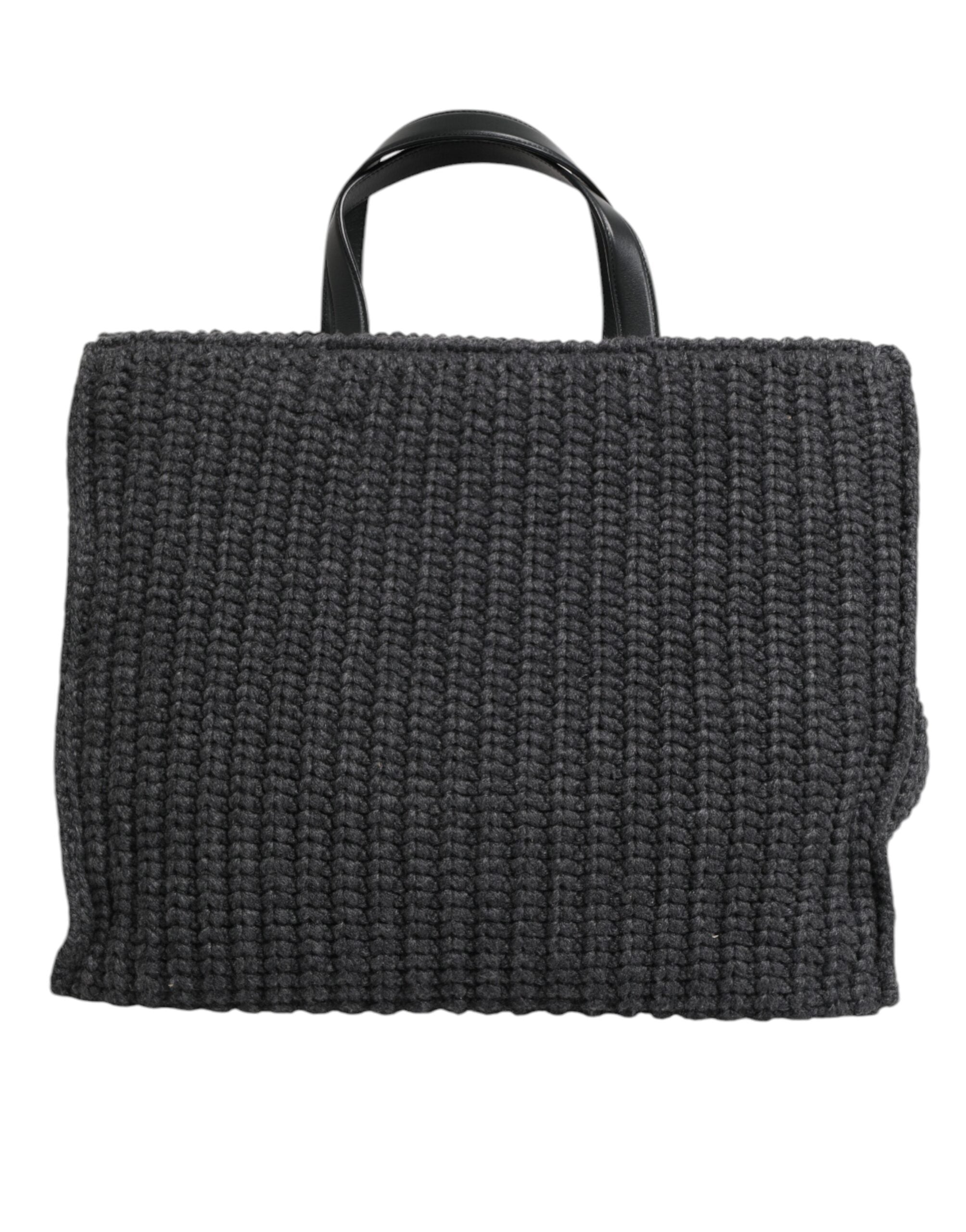 Dolce & Gabbana Large Knitted Crochet Shoulder Shopper Dg Logo Black Bag Glam Steals