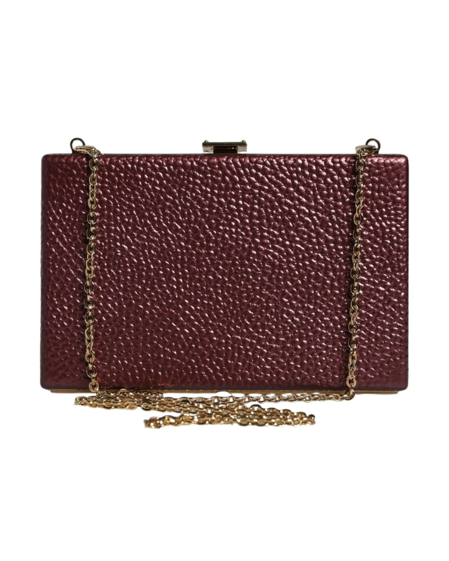 Dolce & Gabbana Leather Clutch Evening Crossbody Maroon Bag Clutch Bags