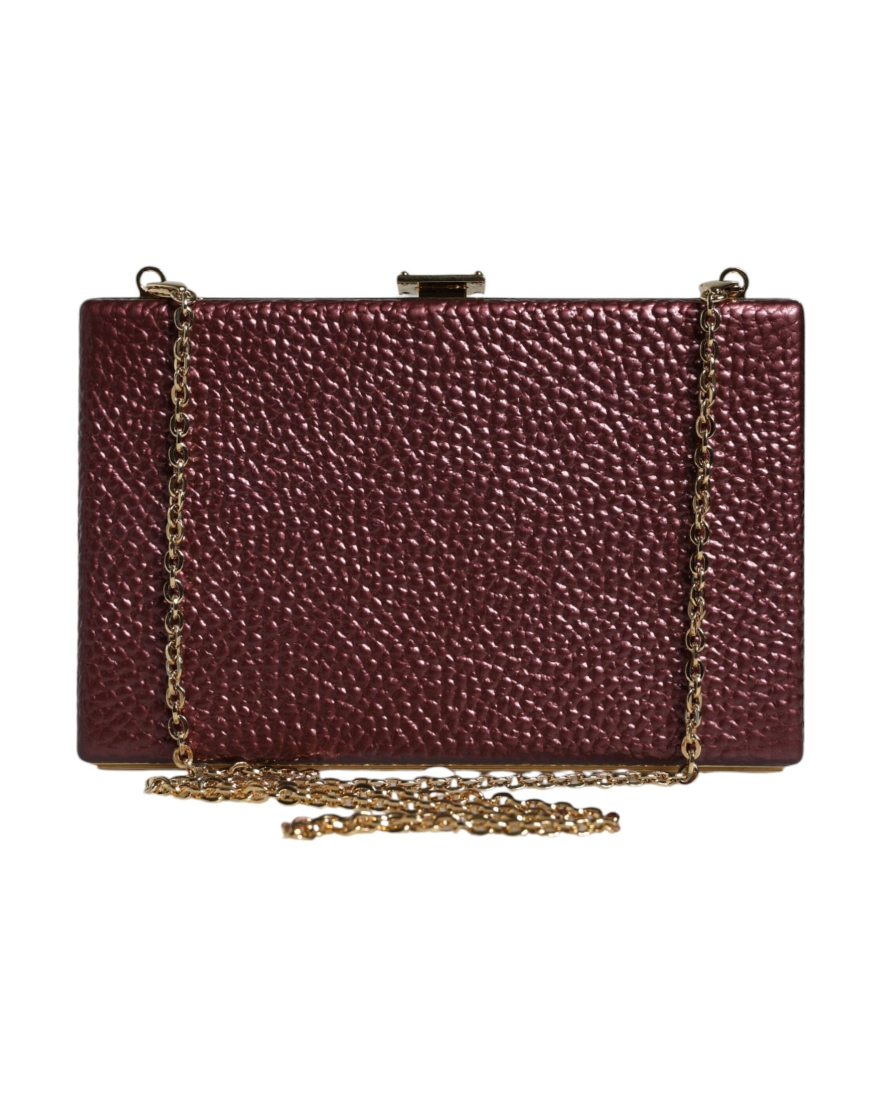 Dolce & Gabbana Leather Clutch Evening Crossbody Maroon Bag Glam Steals