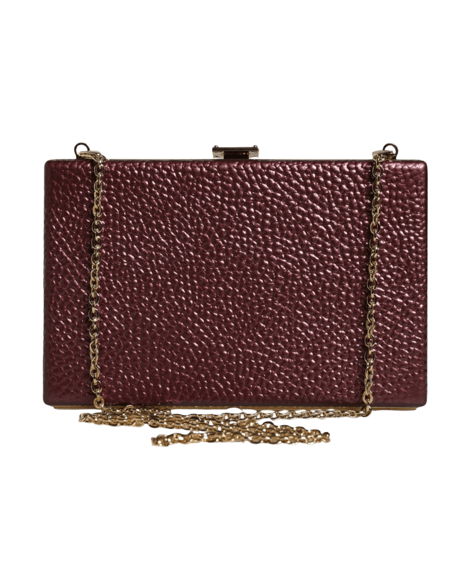 Dolce & Gabbana Leather Clutch Evening Crossbody Maroon Bag Glam Steals
