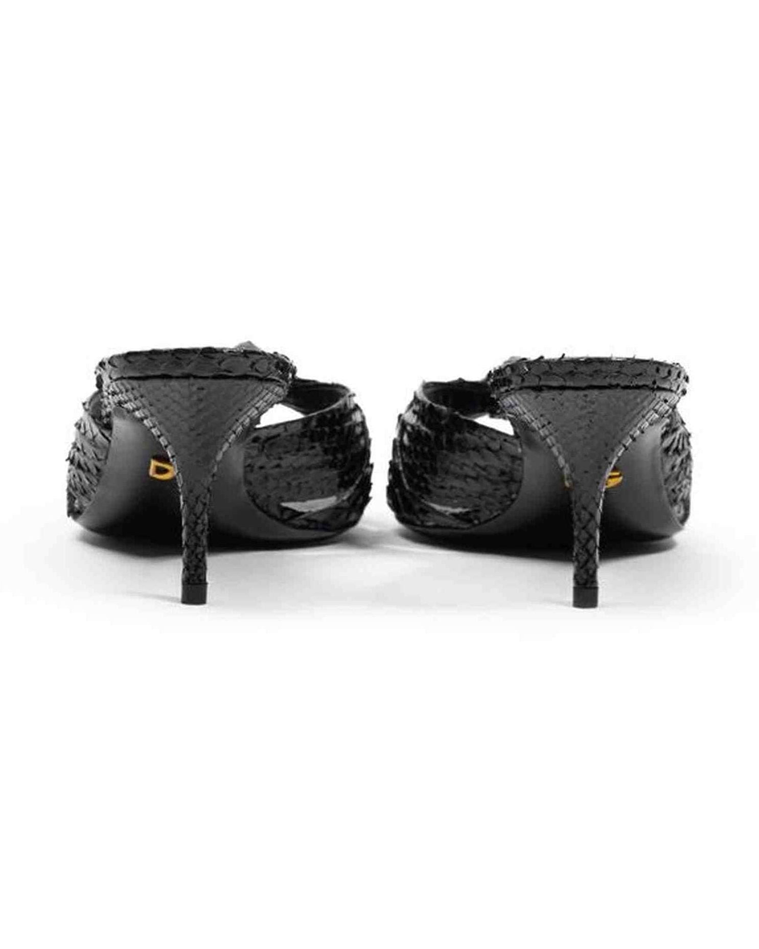 Dolce & Gabbana Leather Di Pitone Black Sandal Glam Steals