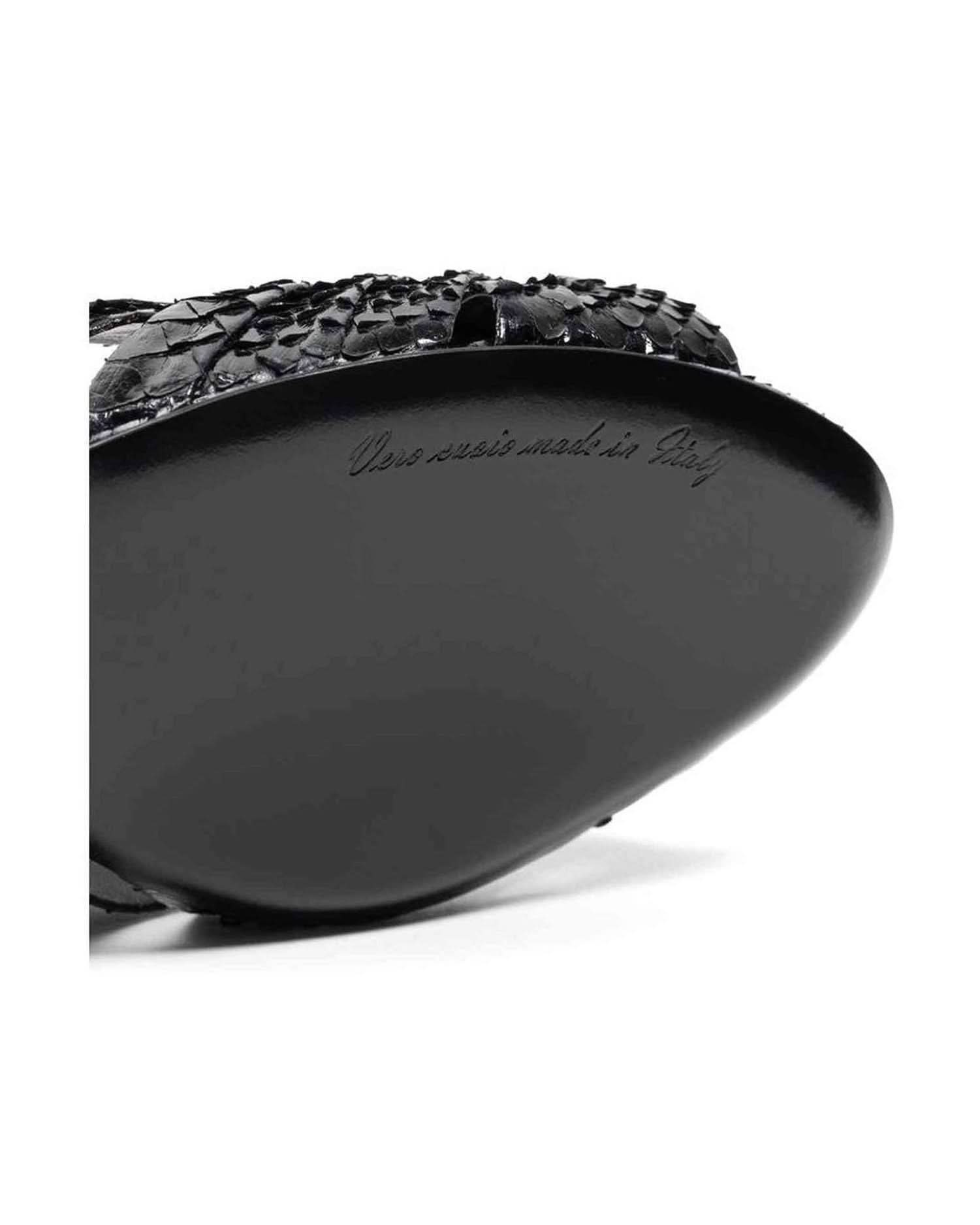 Dolce & Gabbana Leather Di Pitone Black Sandal Heels
