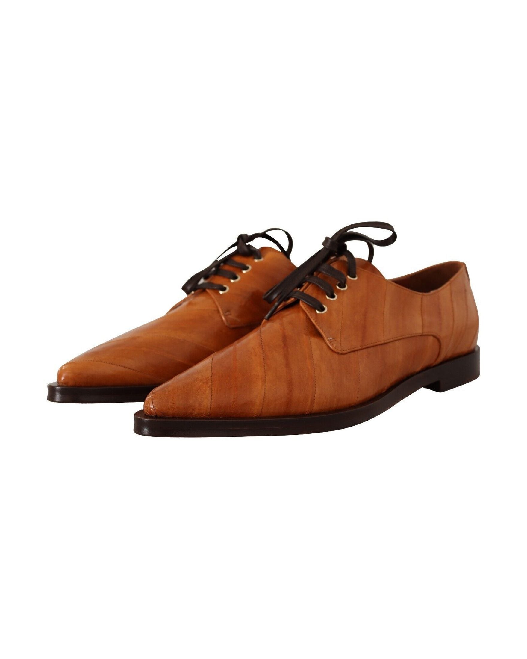 Dolce & Gabbana Leather Elegant Eel Lace Up Formal Flats Glam Steals