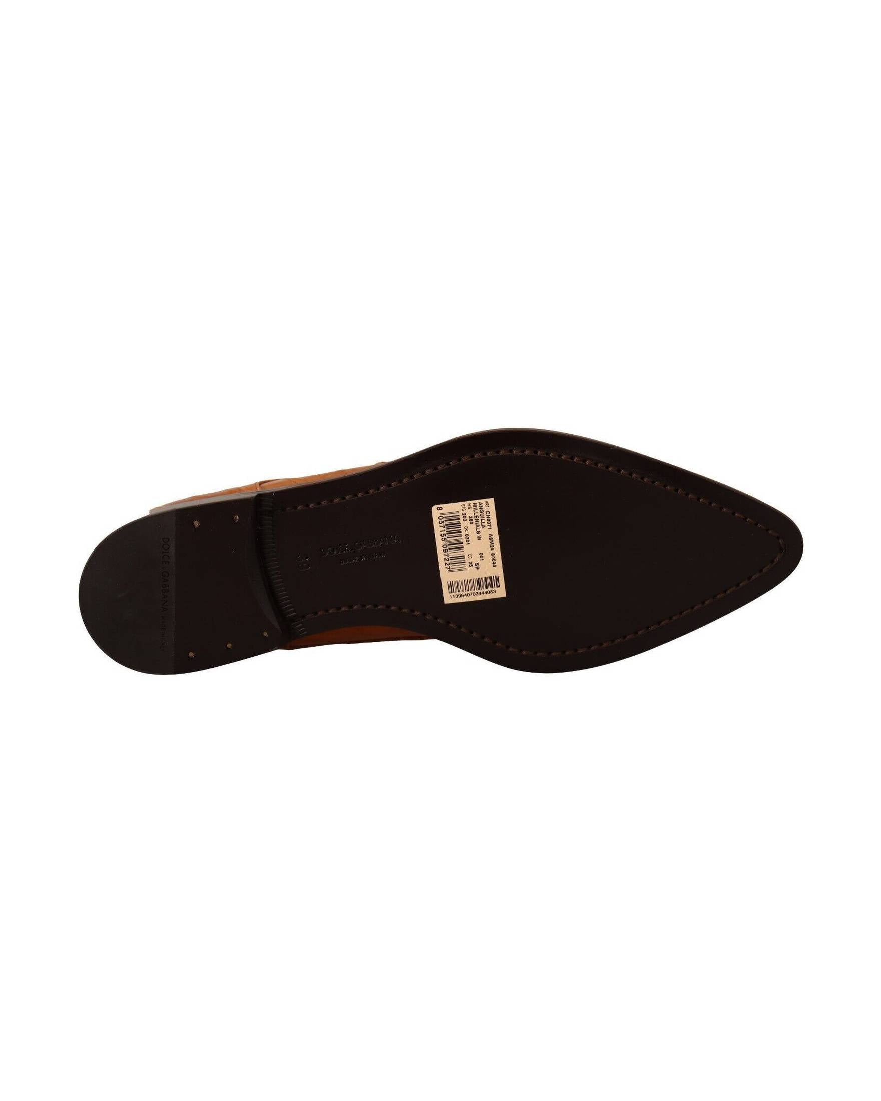 Dolce & Gabbana Leather Elegant Eel Lace Up Formal Flats Glam Steals