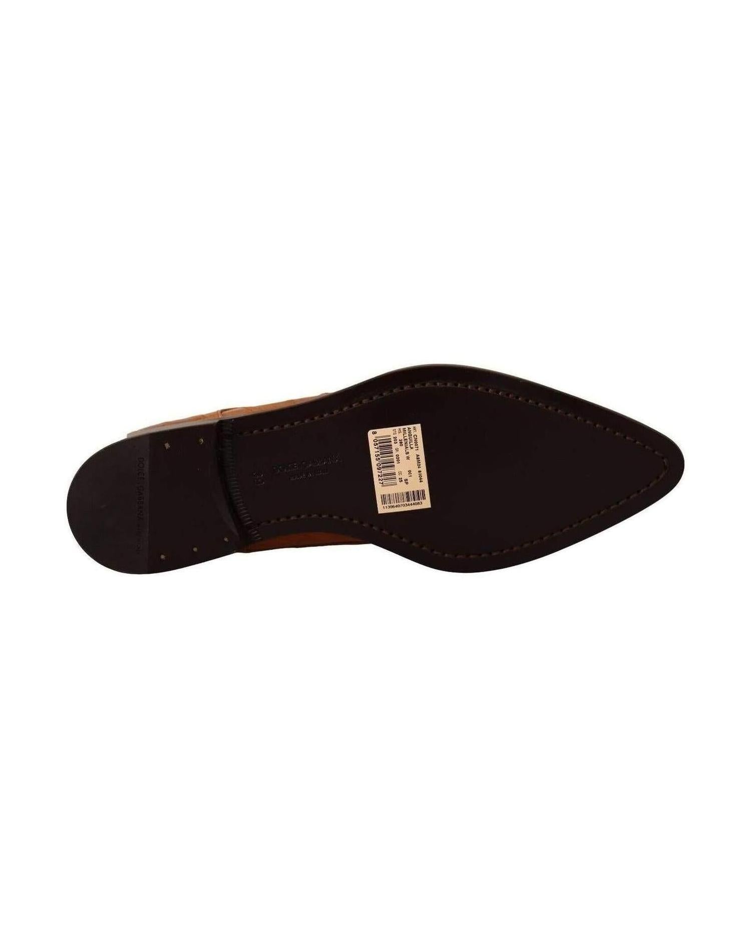 Dolce & Gabbana Leather Elegant Eel Lace Up Formal Flats Glam Steals