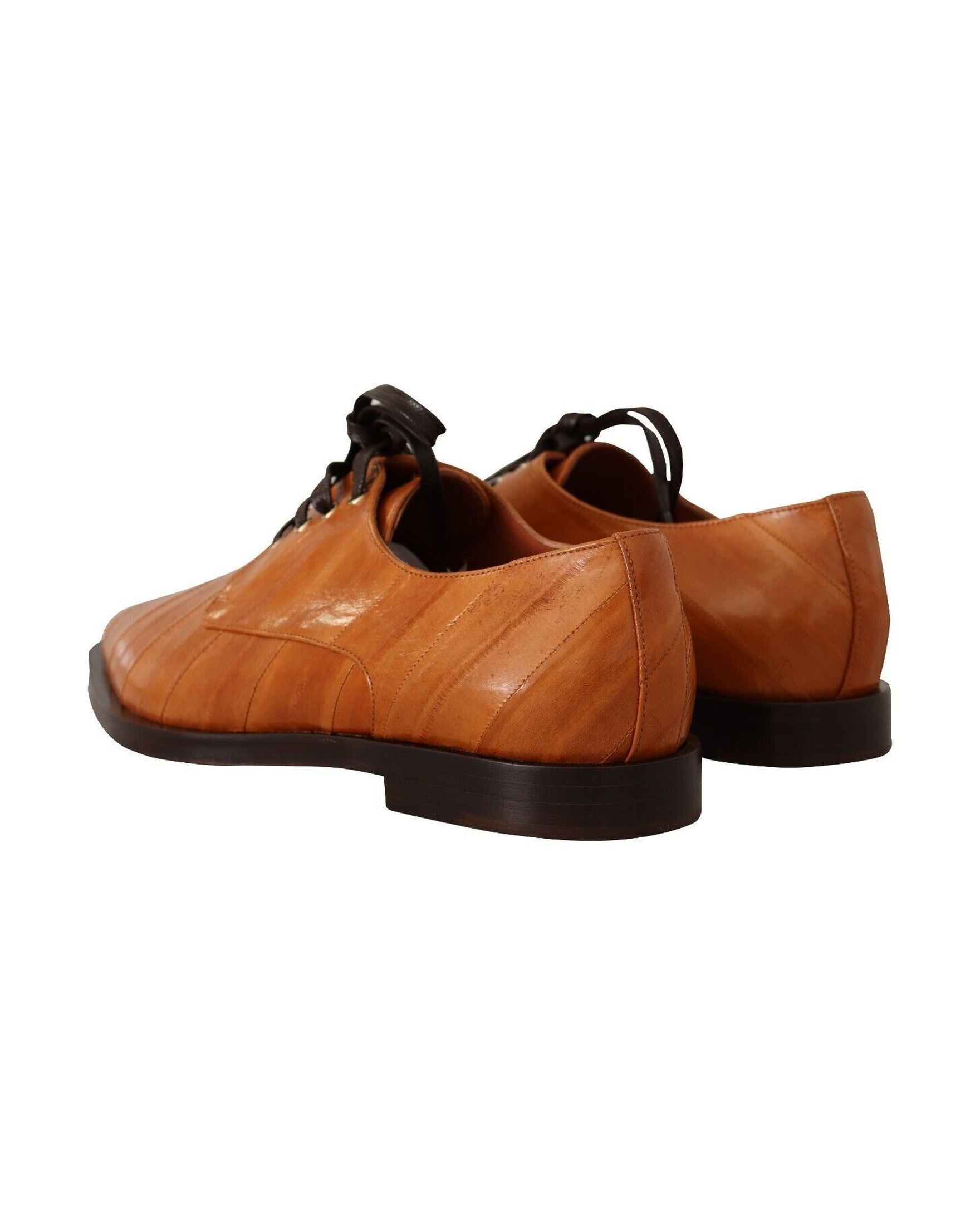 Dolce & Gabbana Leather Elegant Eel Lace Up Formal Flats Glam Steals
