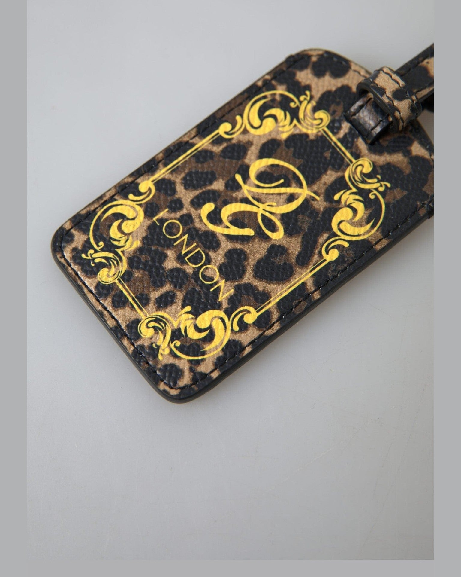Dolce & Gabbana Leather Elegant Leopard Luggage Tag Luggage Tags