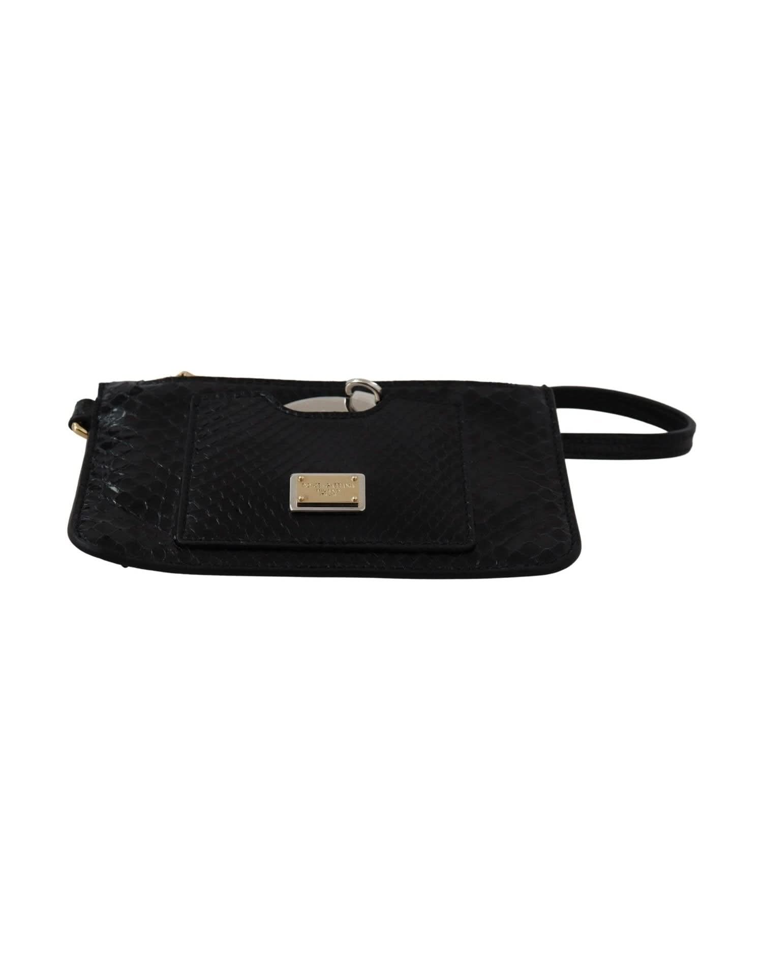 Dolce & Gabbana Leather Elegant Python Pattern Wristlet Wallet Wrist Bags