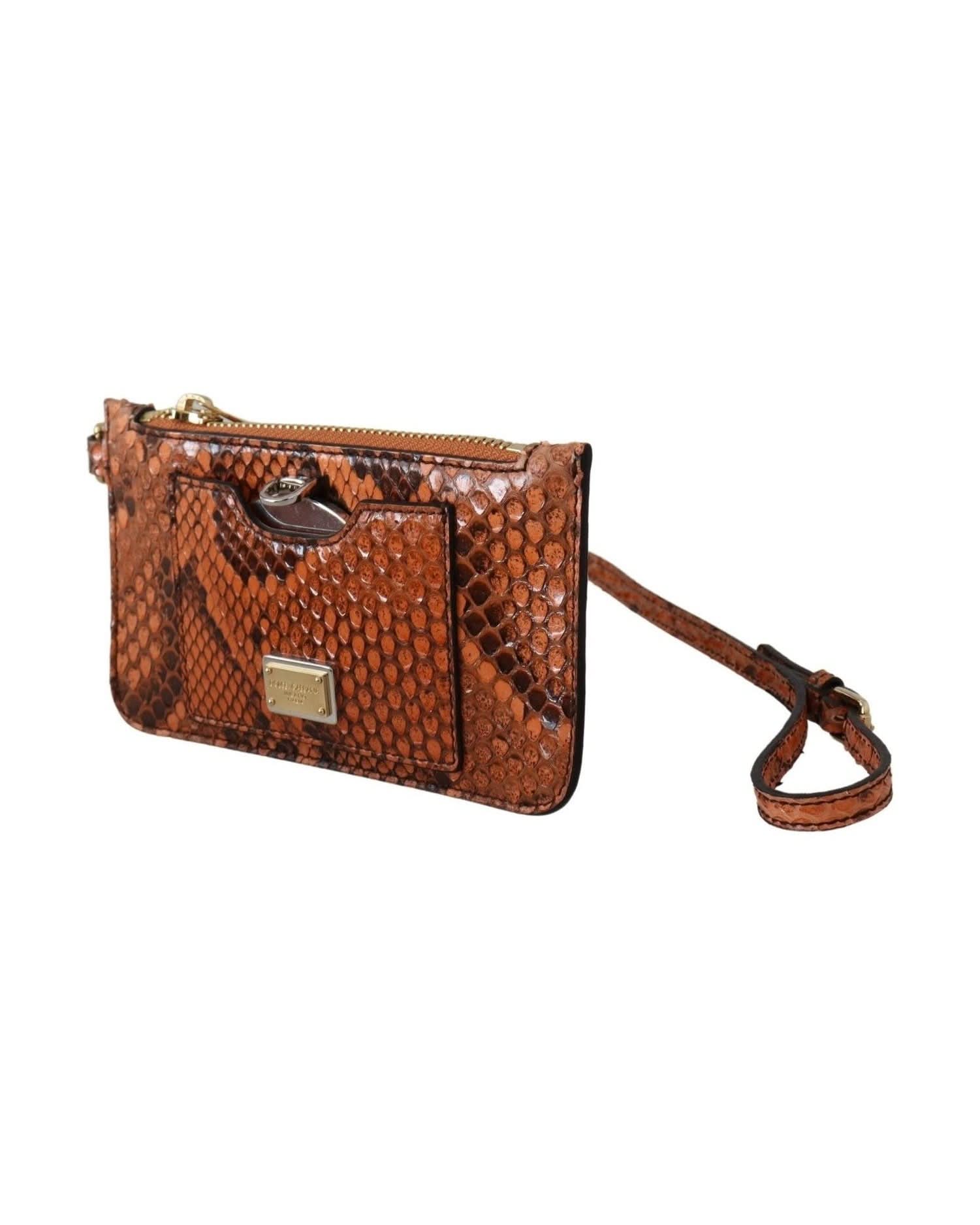 Dolce & Gabbana Leather Elegant Python Patterned Wristlet Wallets