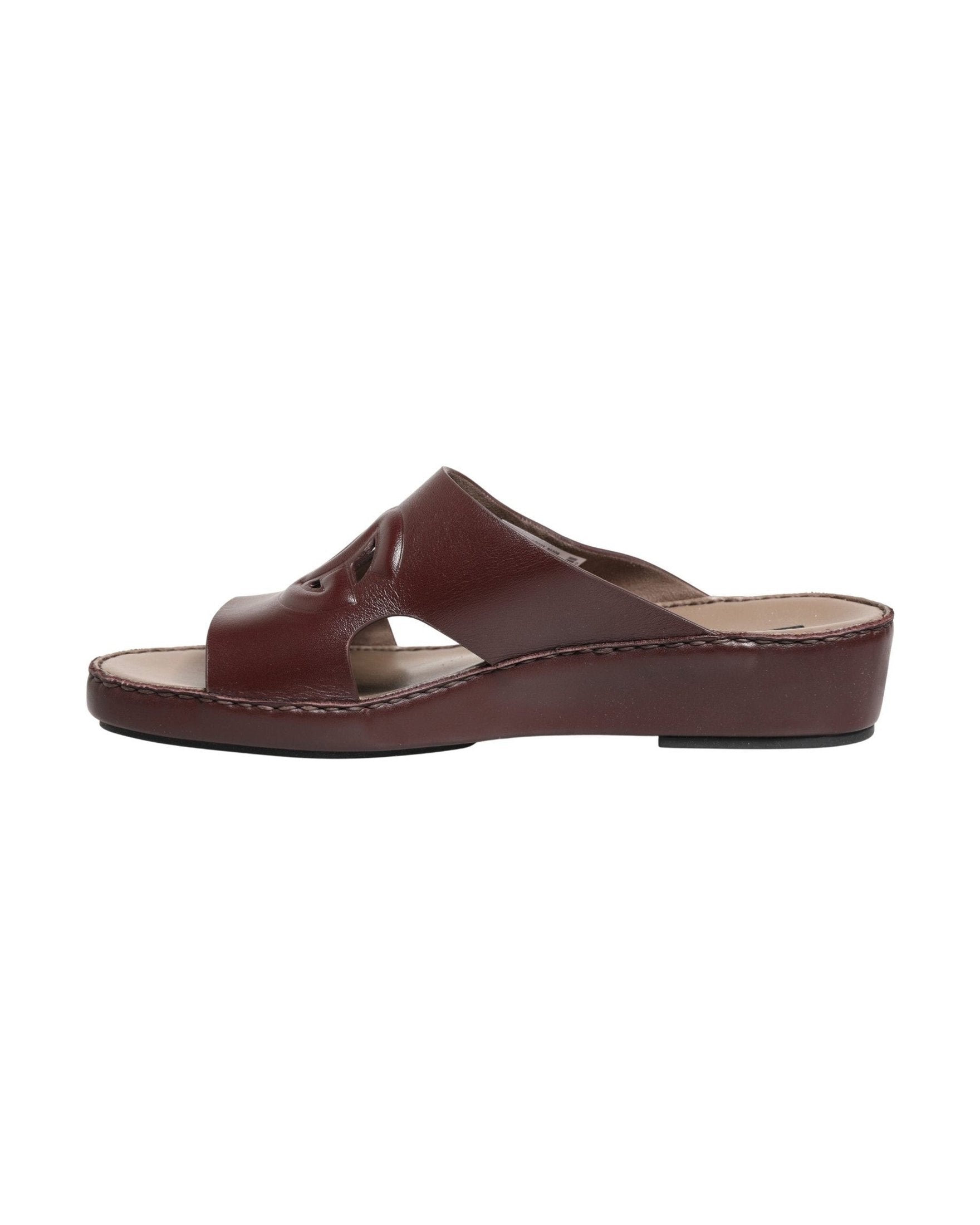 Dolce & Gabbana Leather Maroon Cutout Dg Logo Sandals