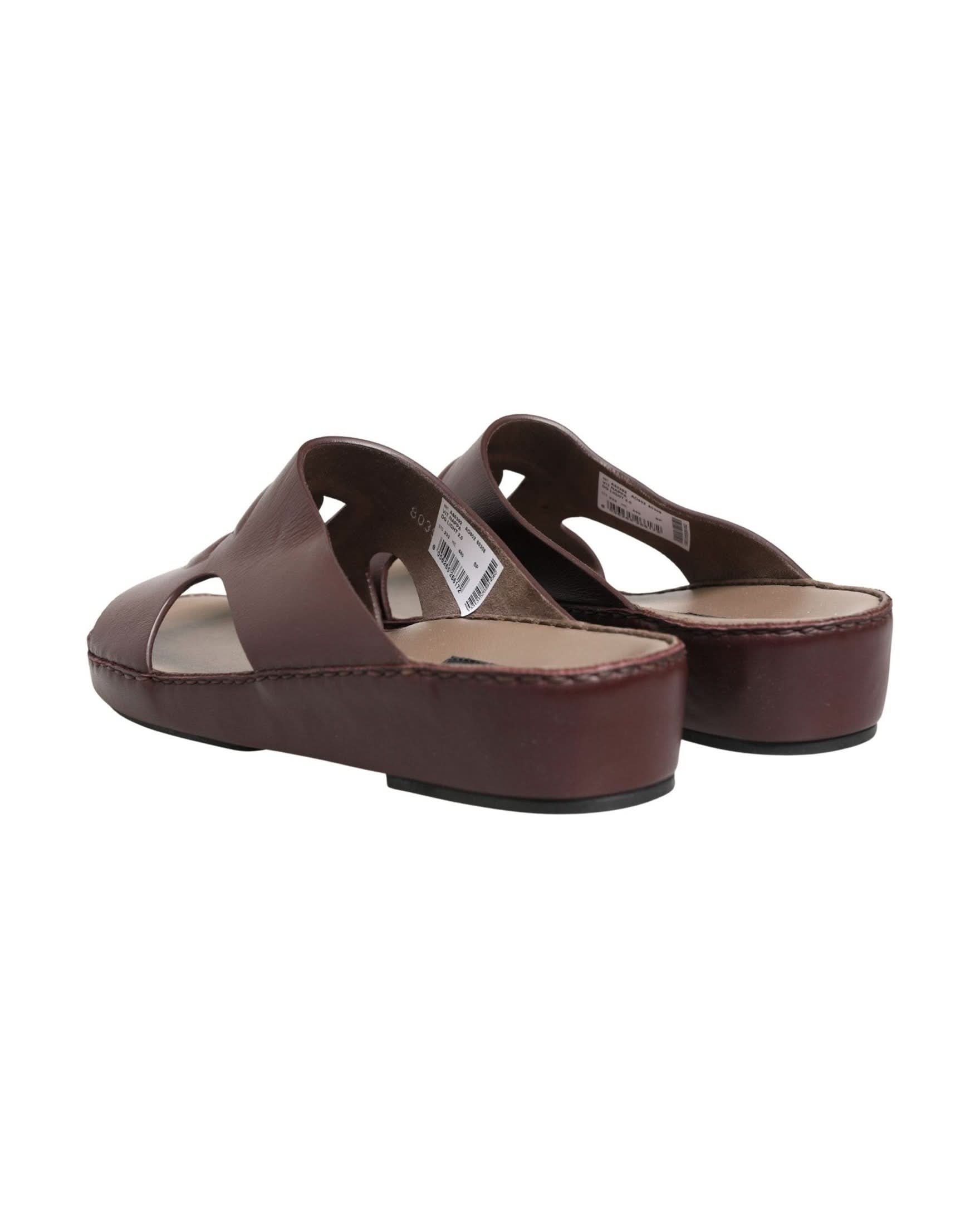 Dolce & Gabbana Leather Maroon Cutout Dg Logo Sandals