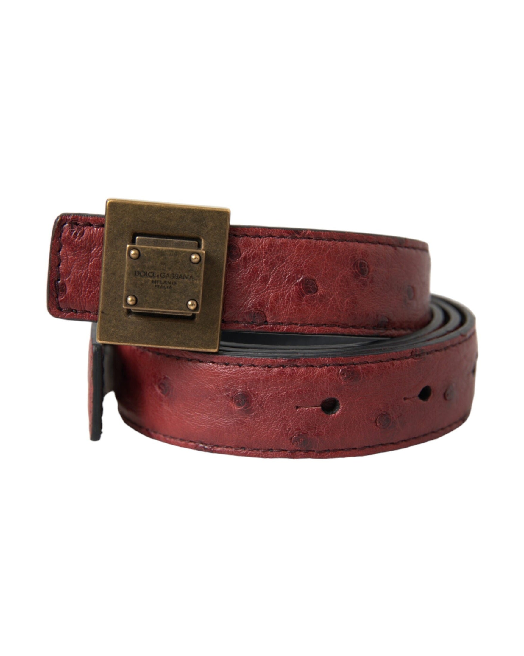 Dolce & Gabbana Leather Square Metal Buckle Belt Belts
