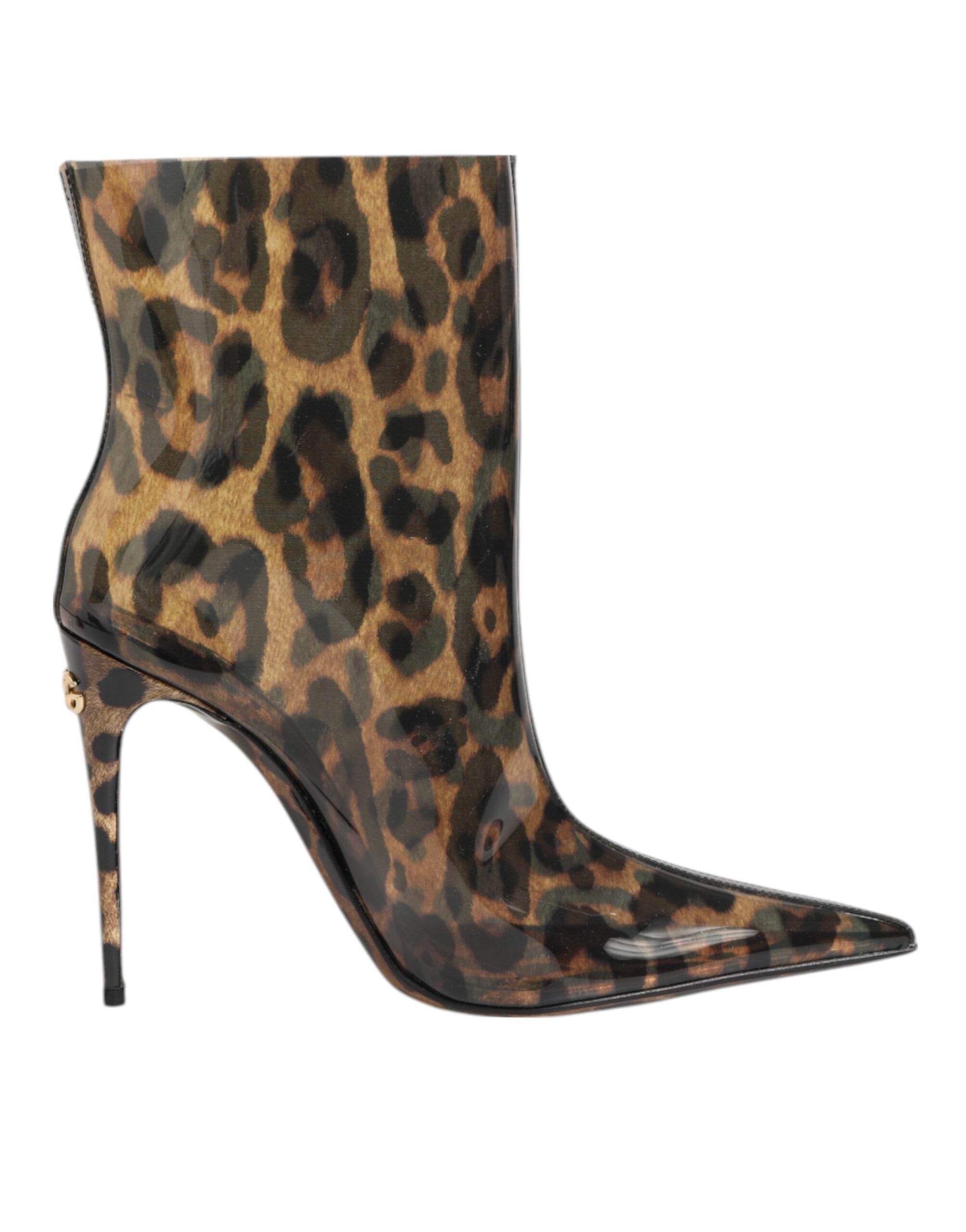 Dolce & Gabbana Leopard Print Pvc Pointed Toe Boots Shoes Glam Steals