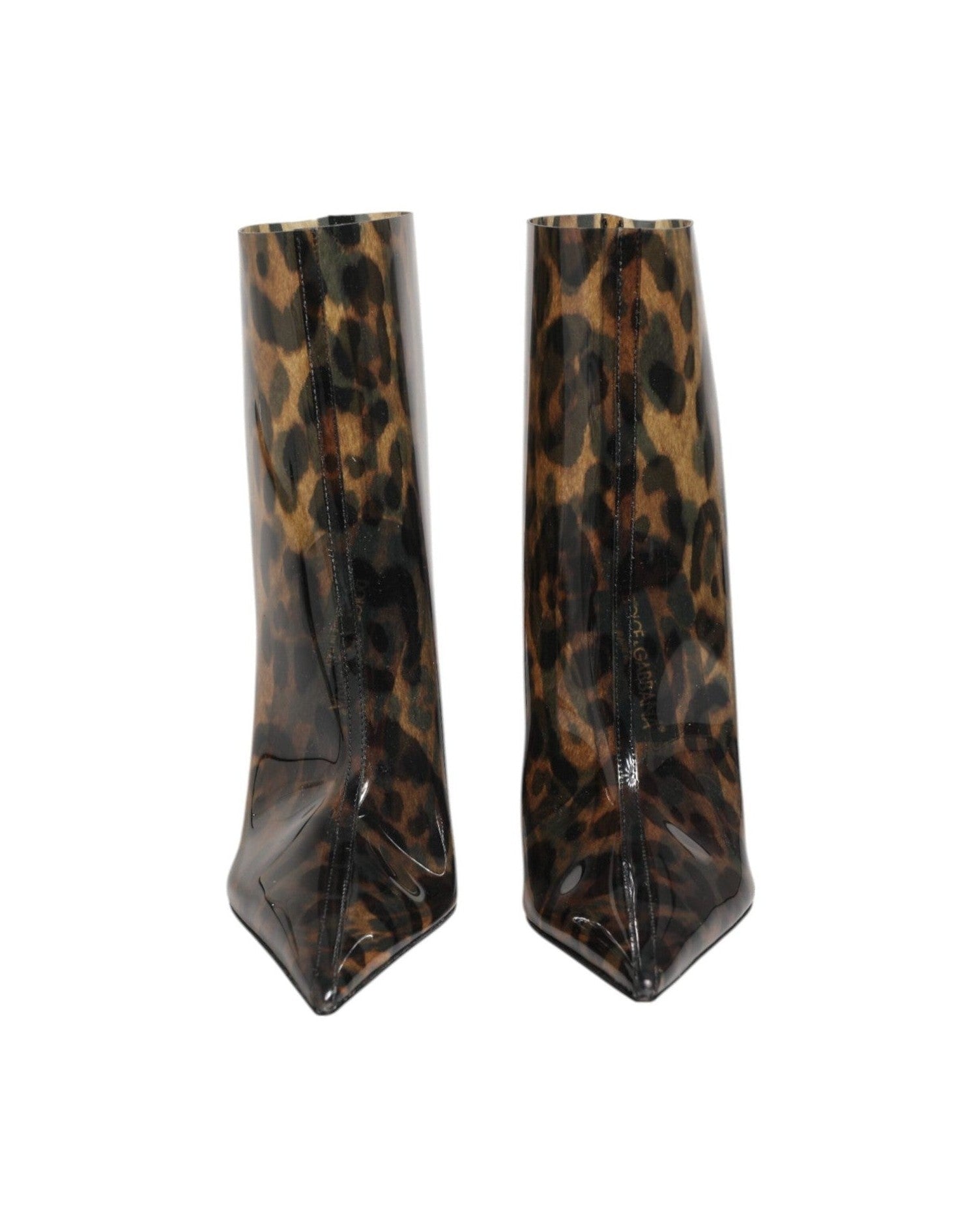Dolce & Gabbana Leopard Print Pvc Pointed Toe Boots Shoes Boots