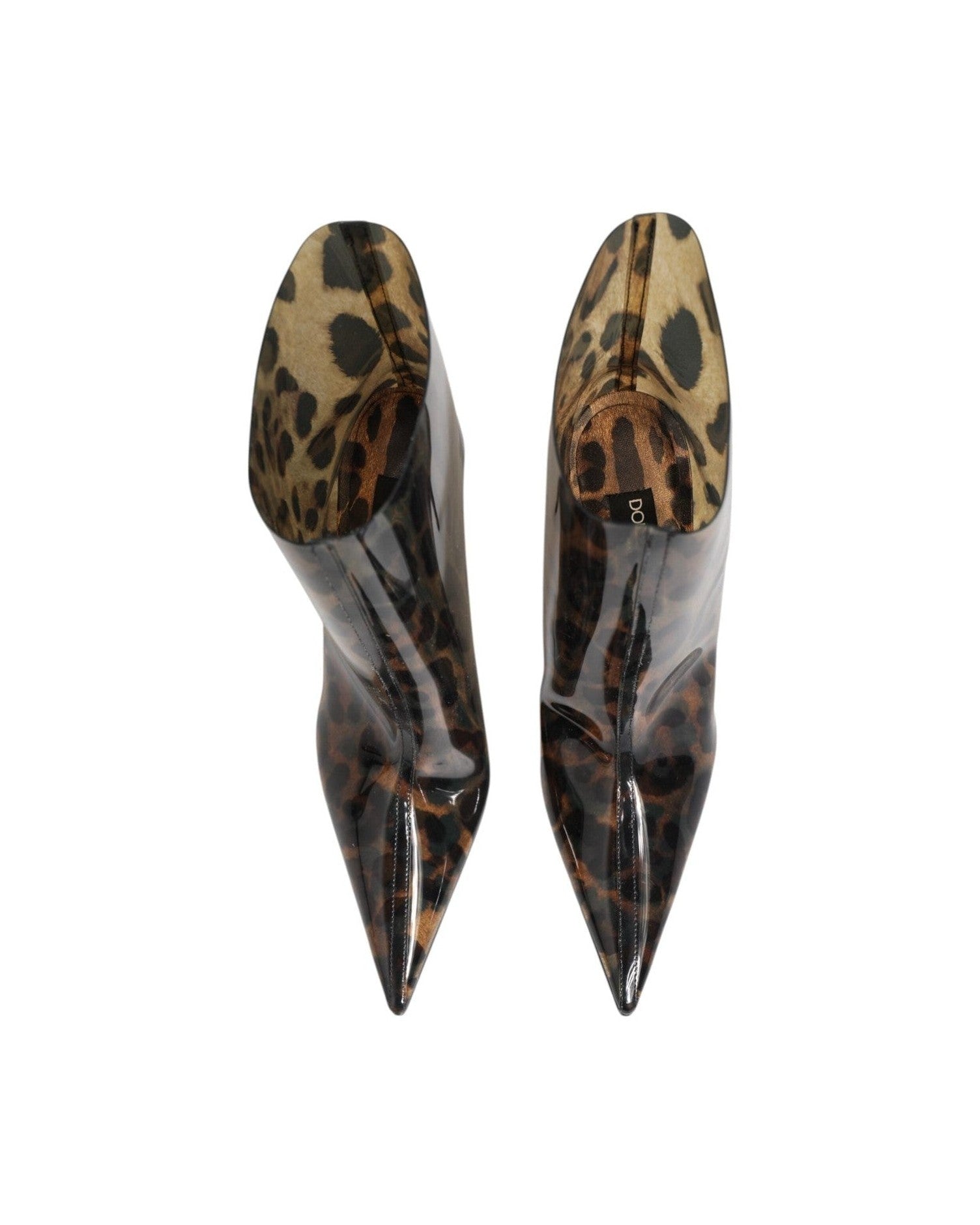 Dolce & Gabbana Leopard Print Pvc Pointed Toe Boots Shoes Boots